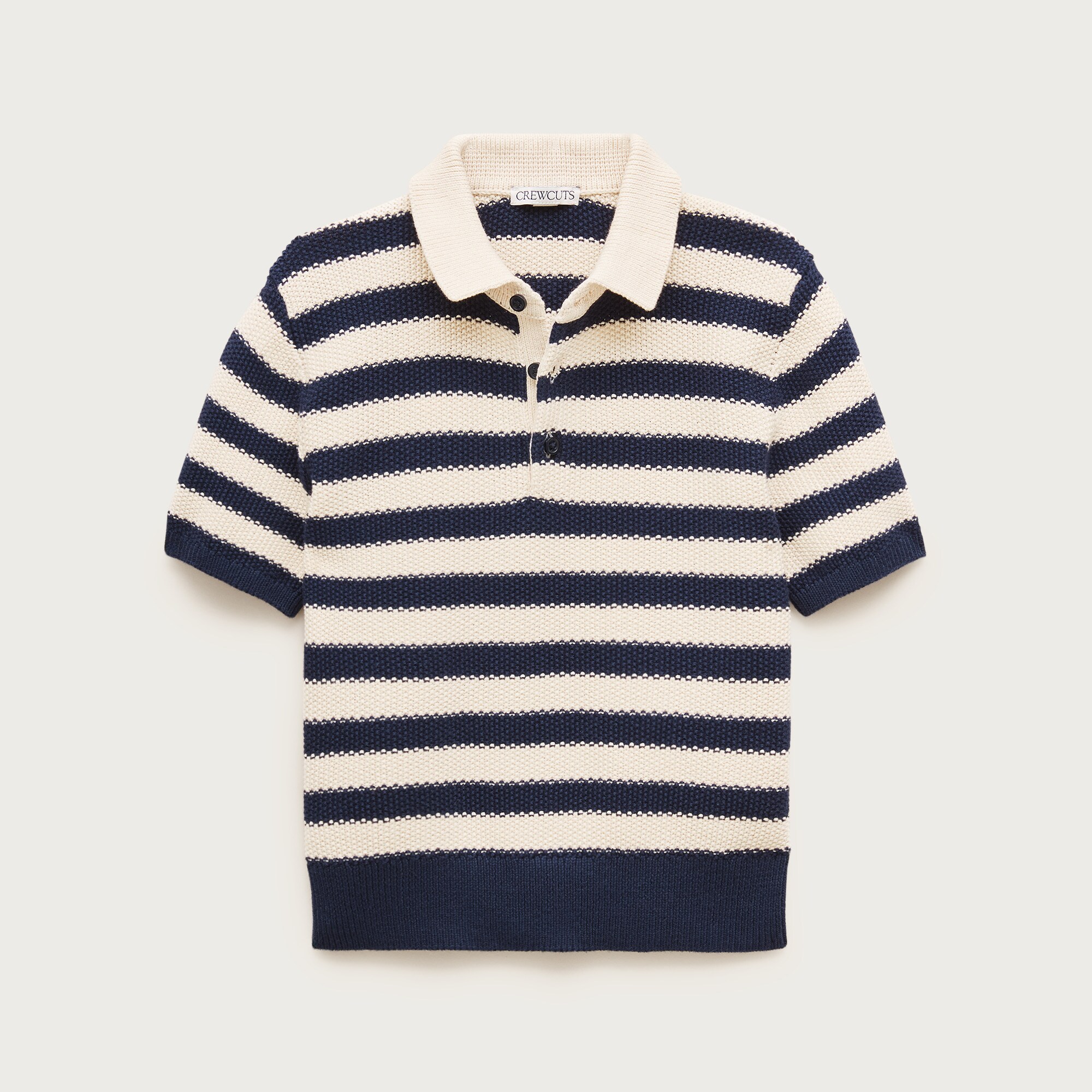 Kids' short-sleeve seed-stitch sweater-polo in stripe