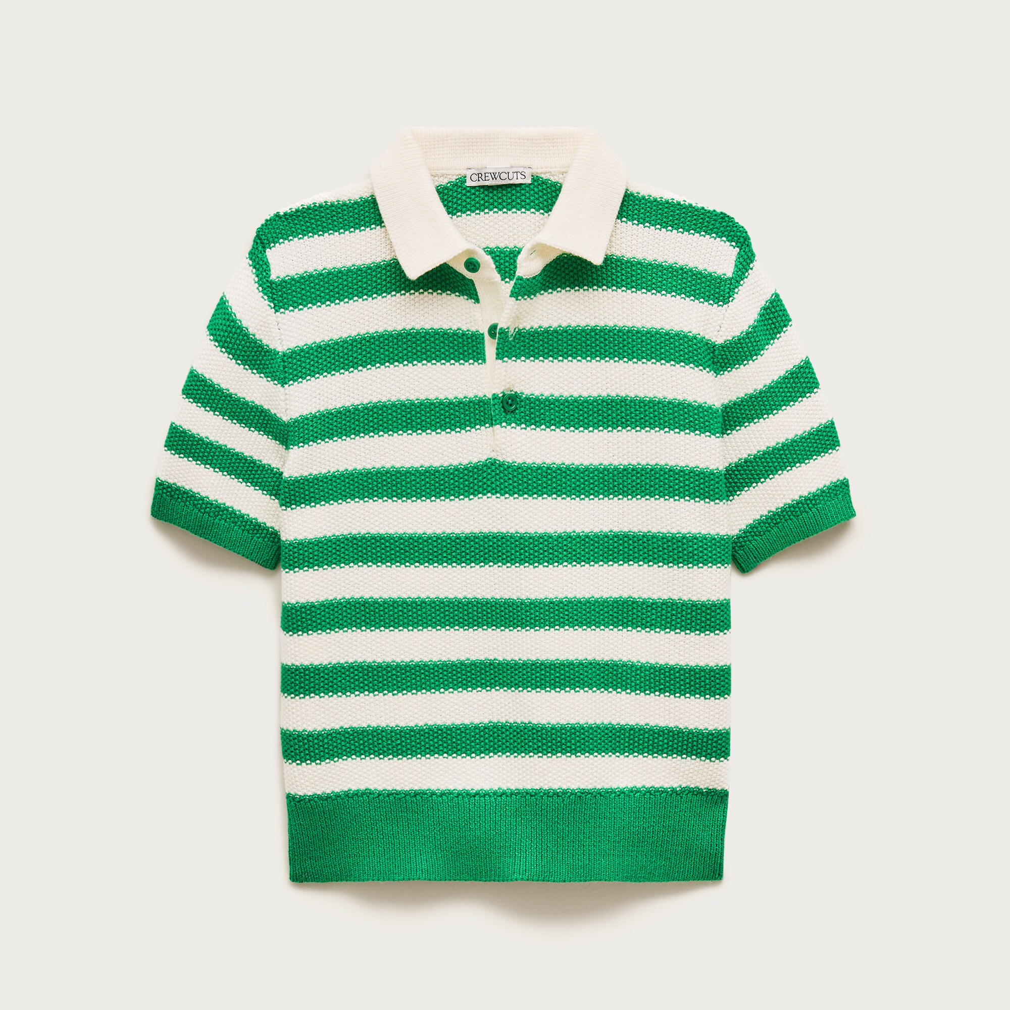 Kids' short-sleeve seed-stitch sweater-polo in stripe