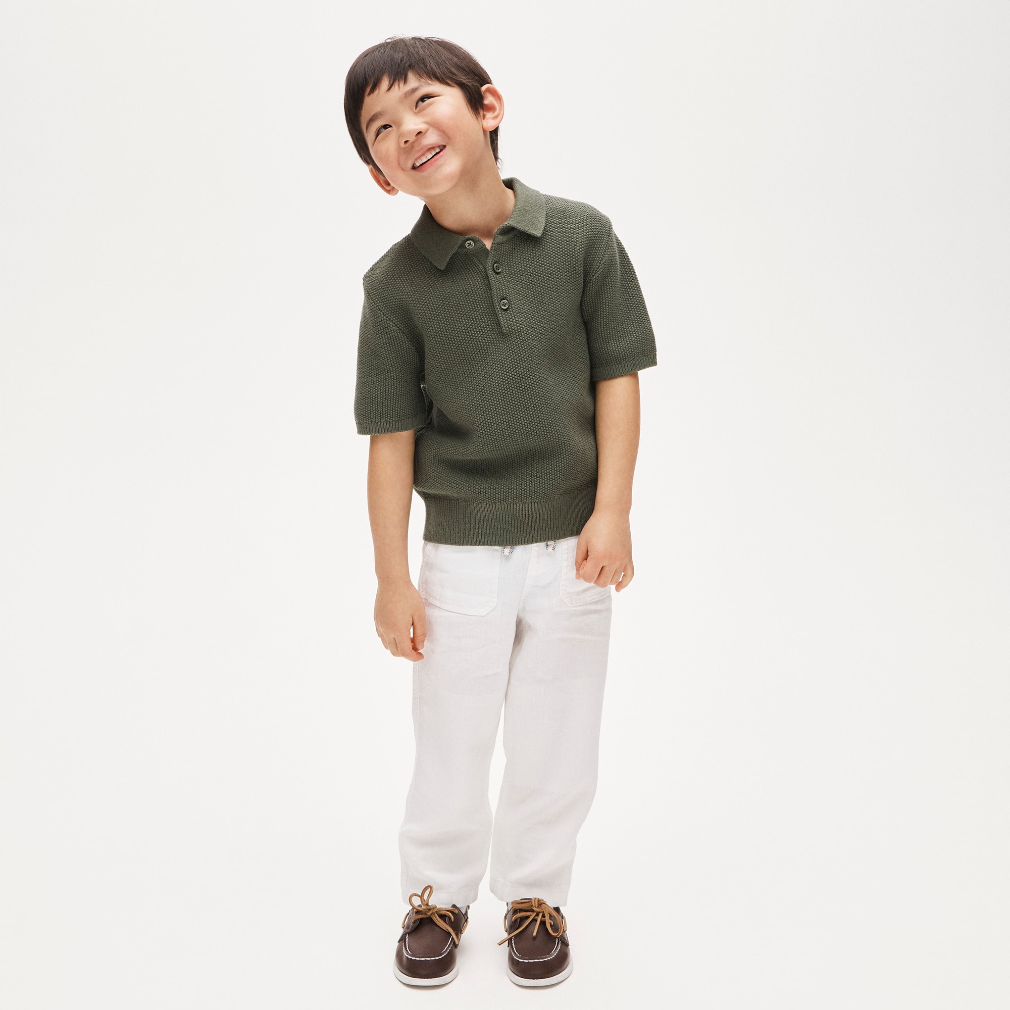 Kids' short-sleeve seed-stitch sweater-polo