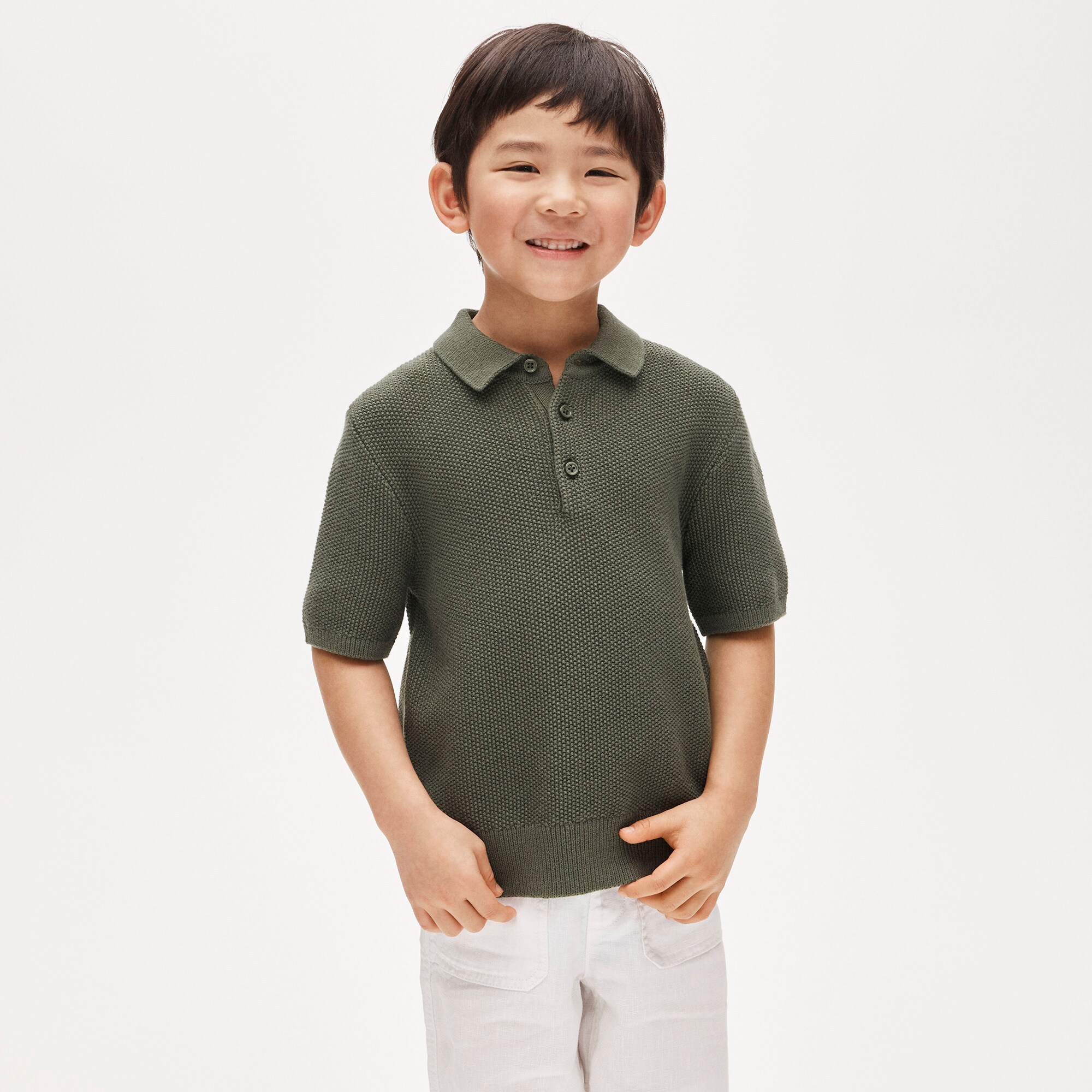 Kids' short-sleeve seed-stitch sweater-polo