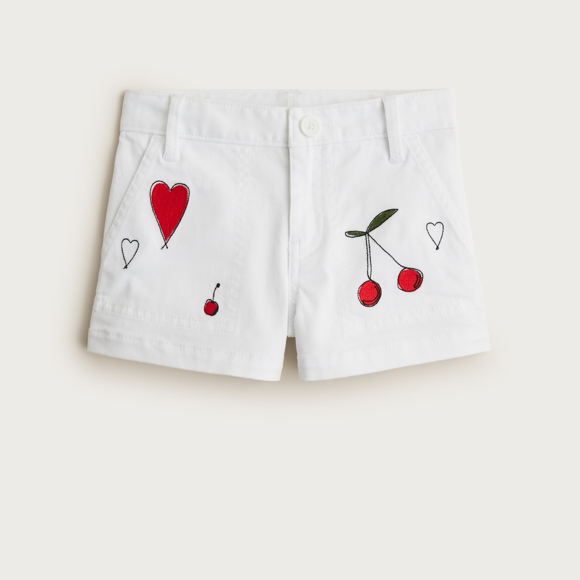 Girls' embroidered chino short