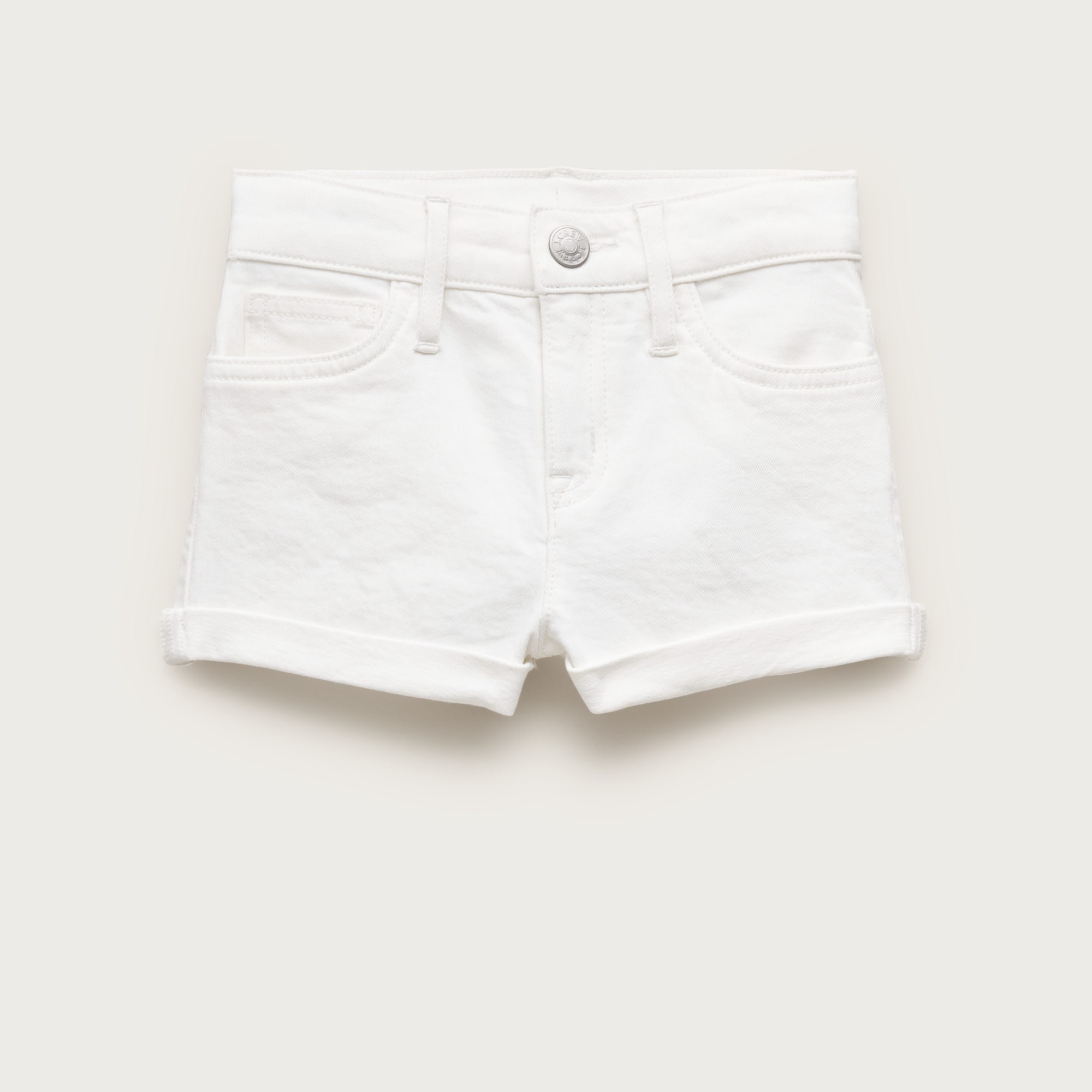 Girls' cuffed denim short in white