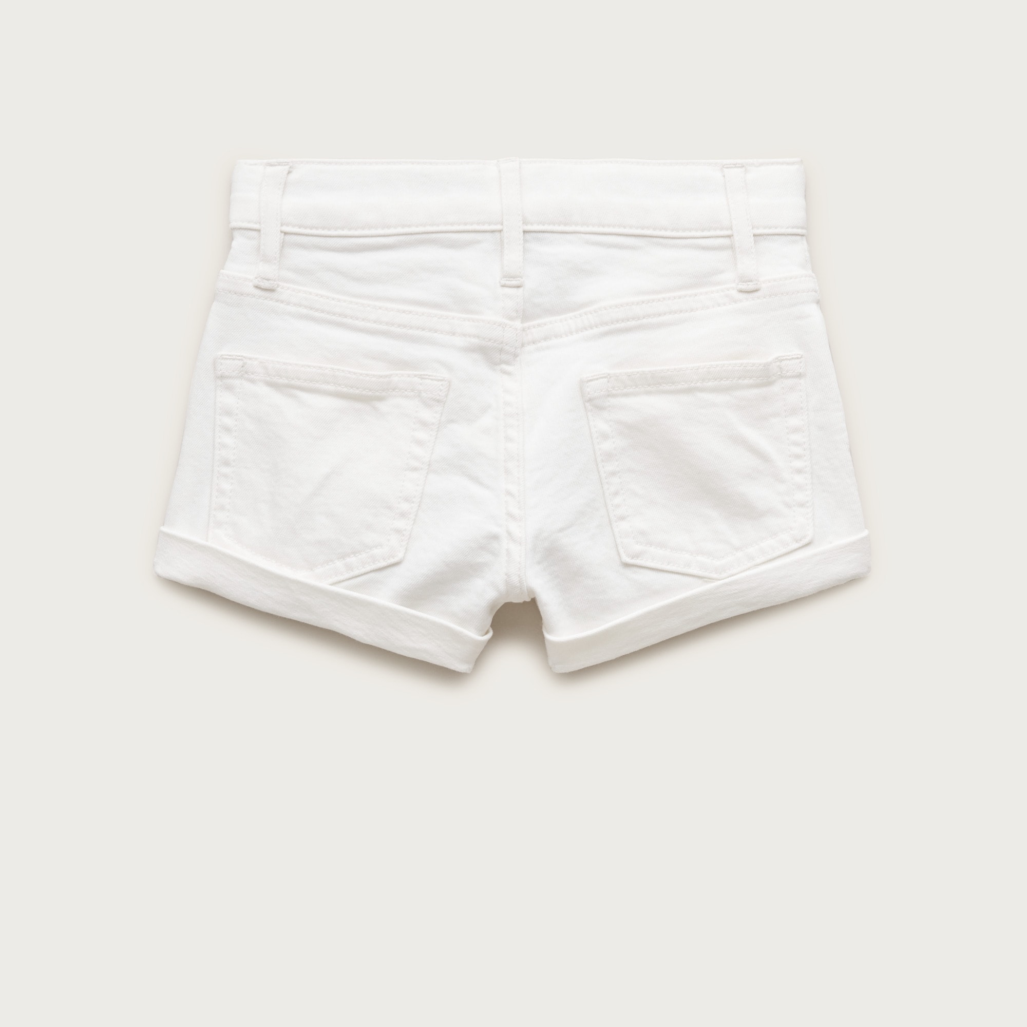 Girls' cuffed denim short in white