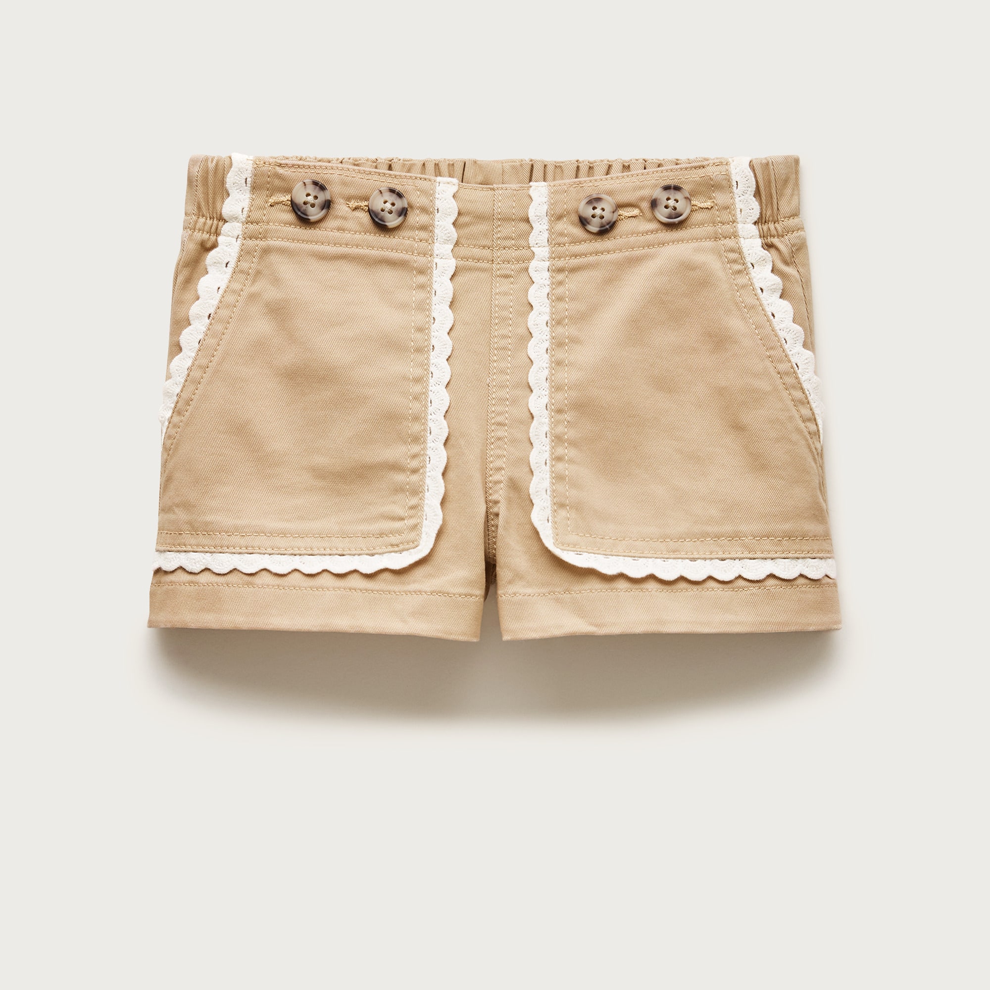 Girls' lace-trim utility chino short