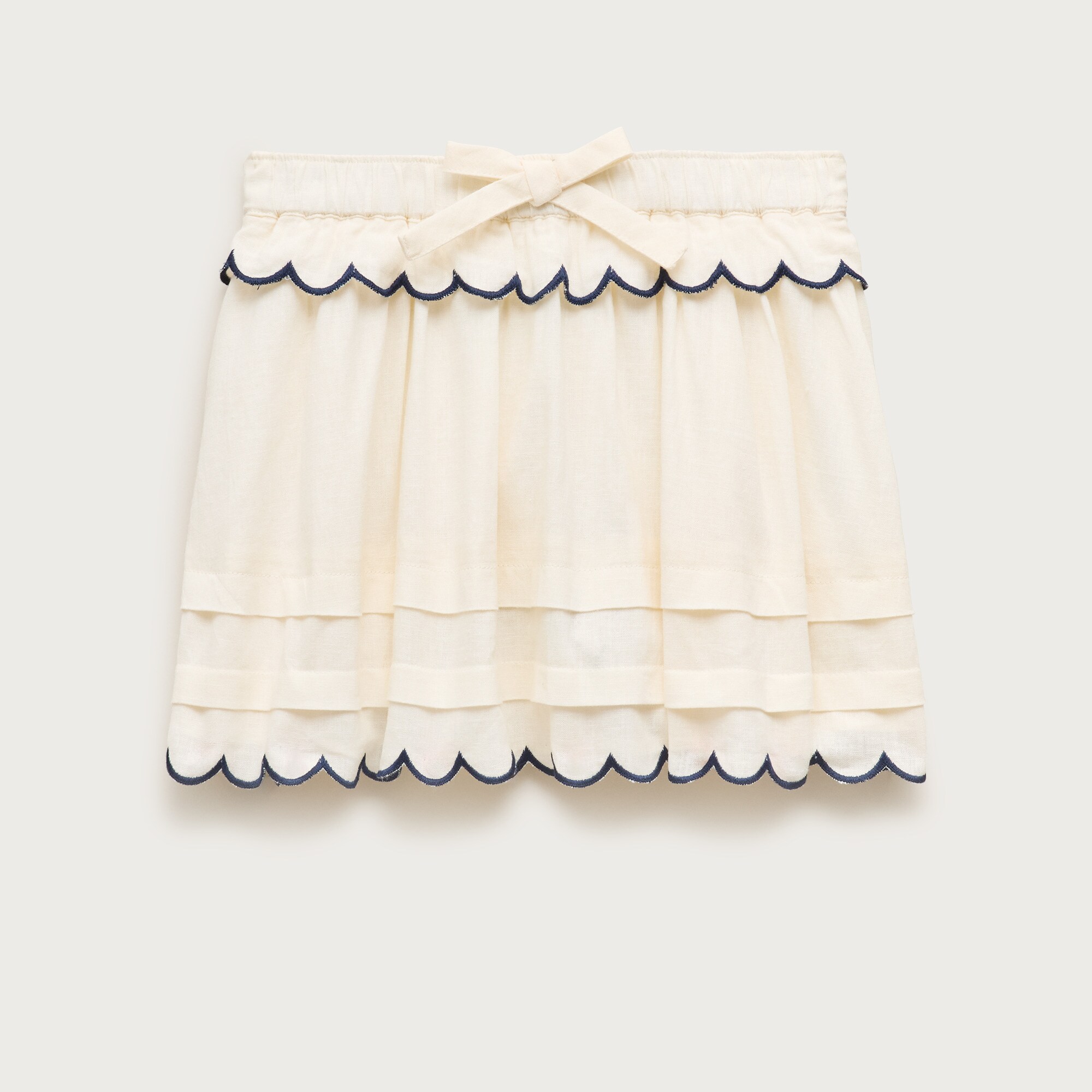 Girls' scallop-trim skirt in linen blend