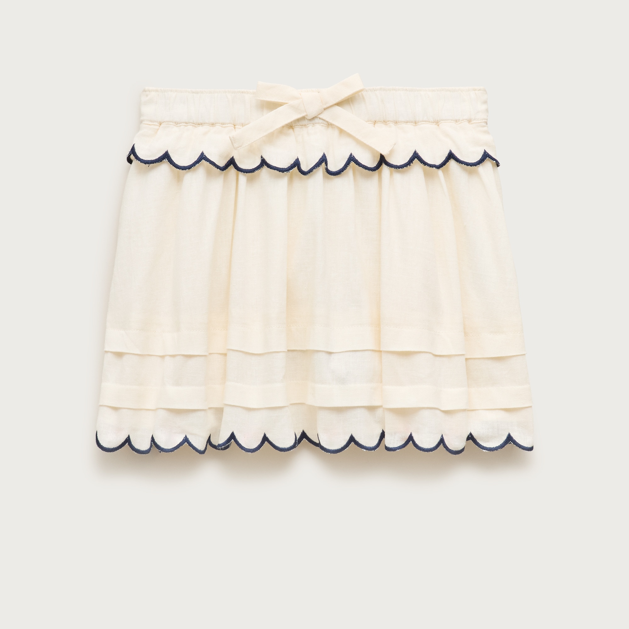 Girls' scallop-trim skirt in linen blend