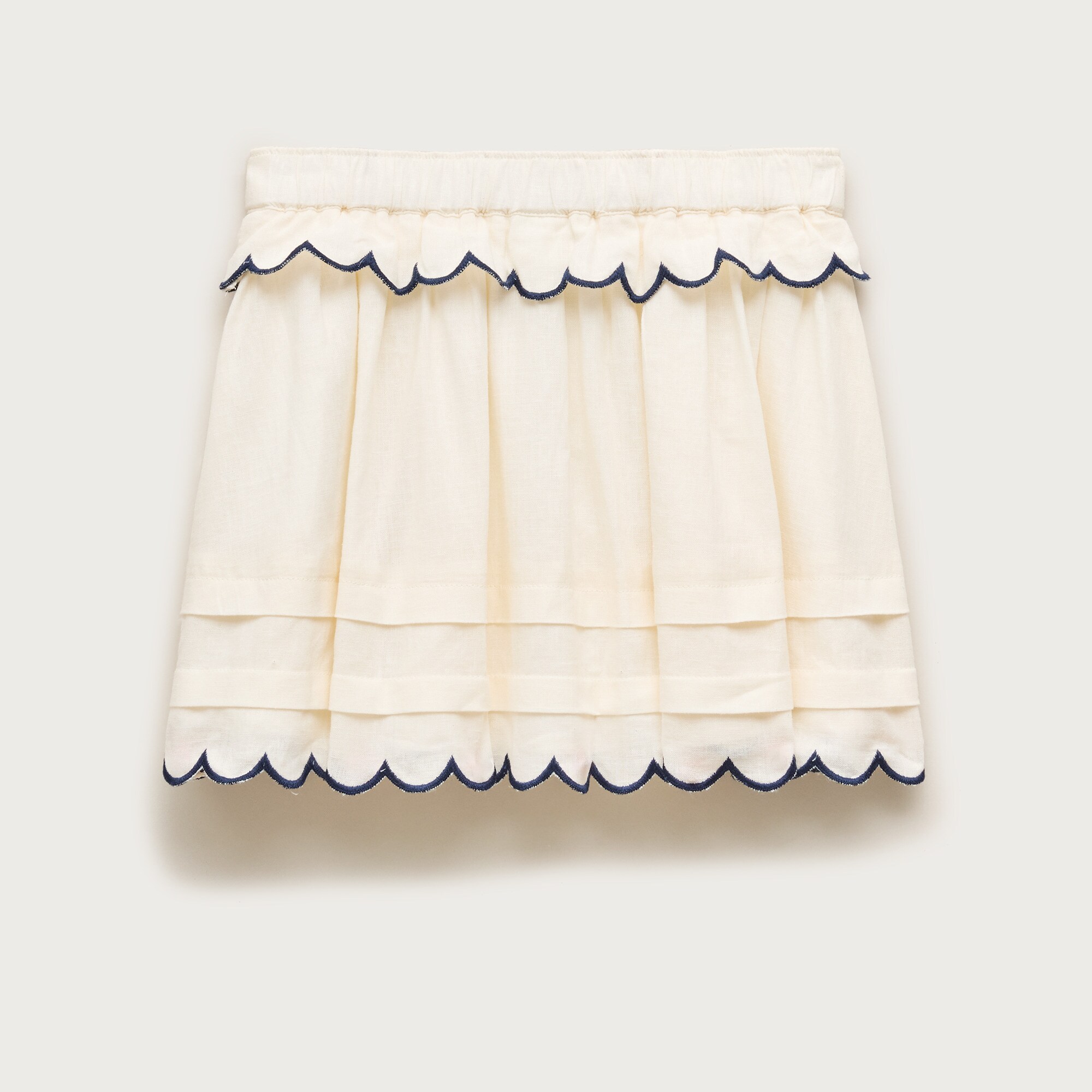 Girls' scallop-trim skirt in linen blend
