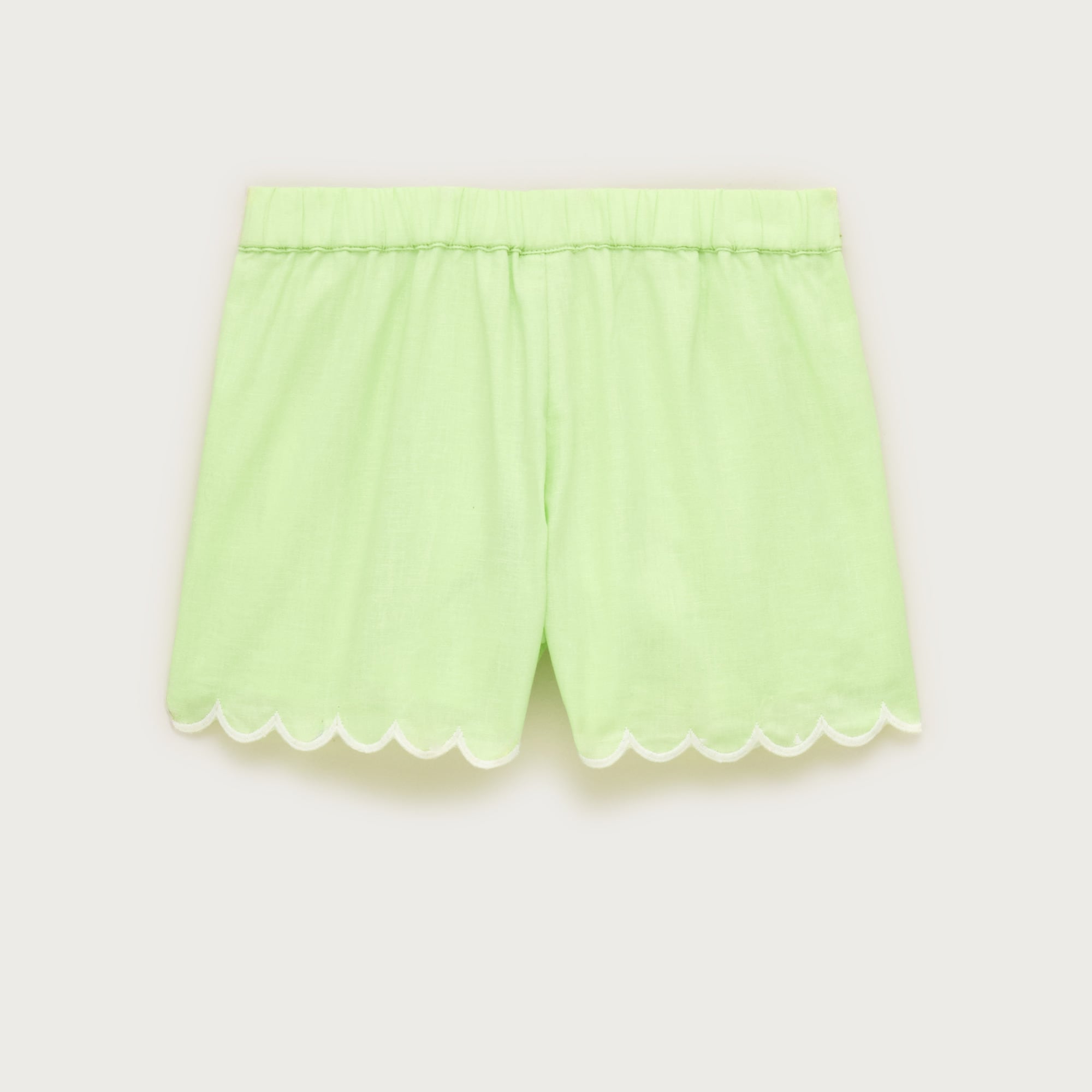 Girls' scallop-trim short in linen blend