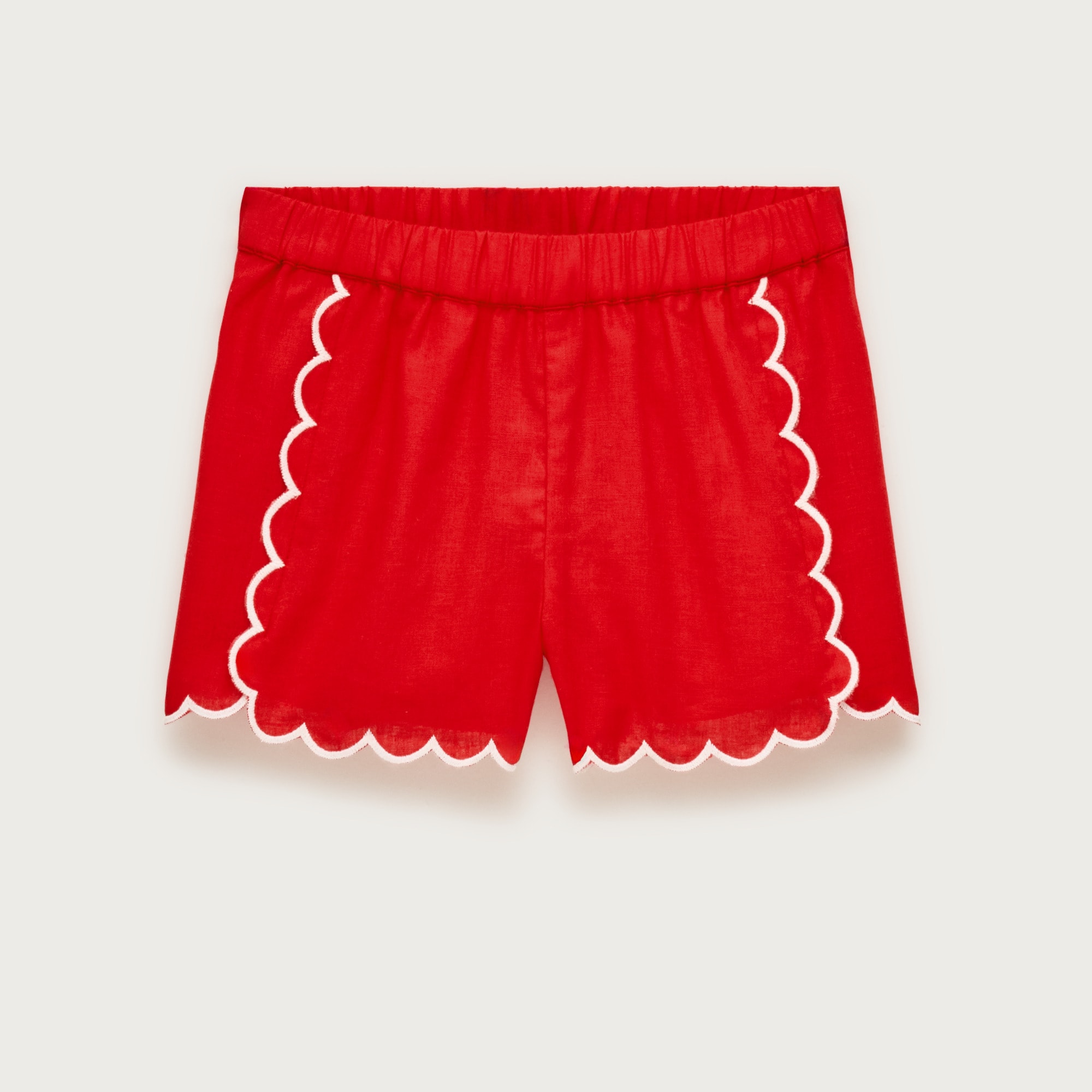 Girls' scallop-trim short in linen blend