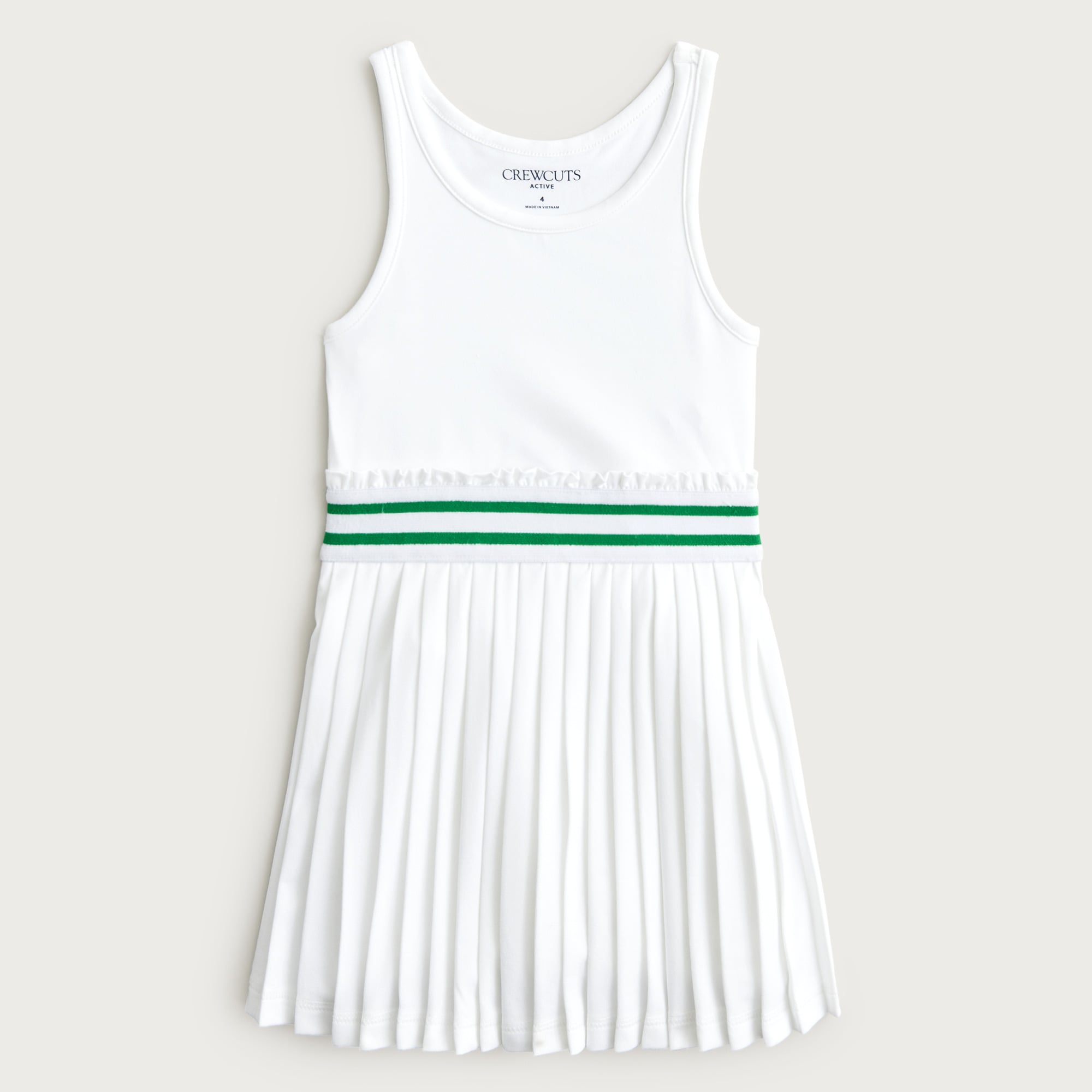  Girls' pleated tennis dress in performance jersey