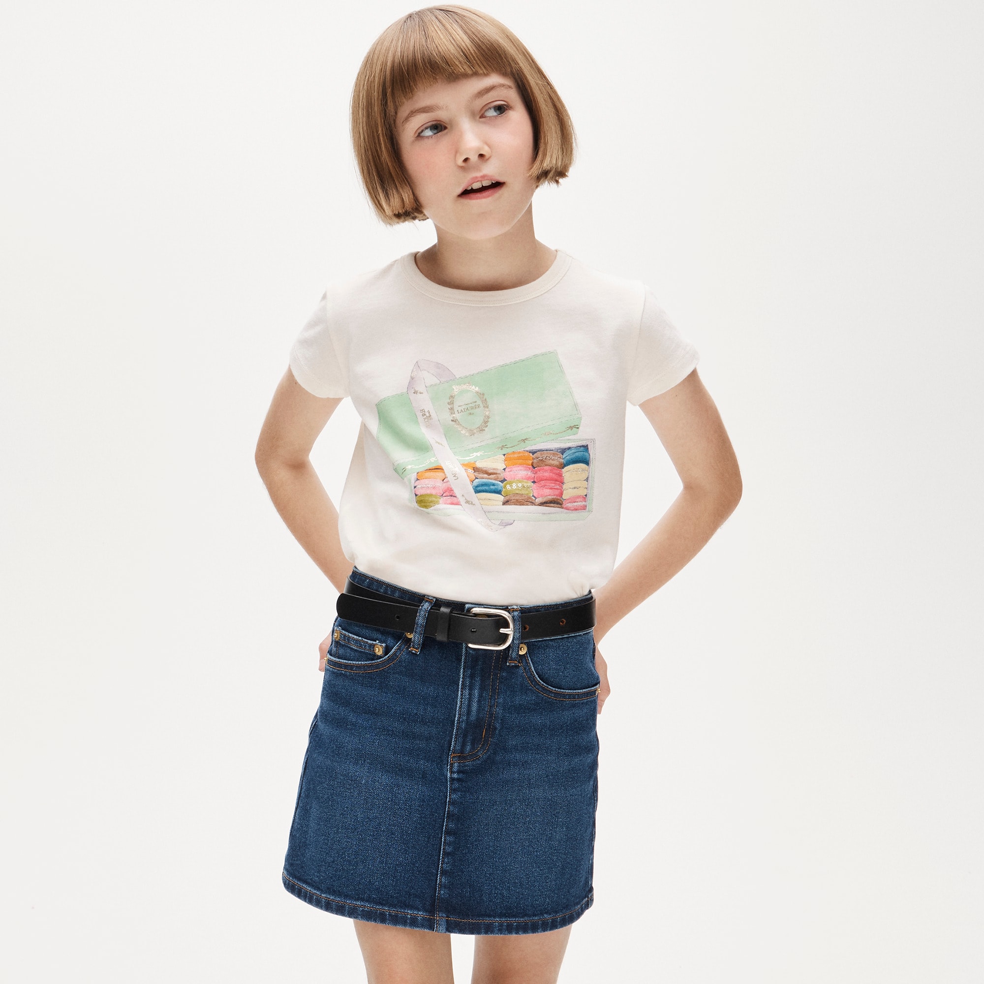 LADURÉE X Crewcuts girls' macaron graphic T-shirt with sequins