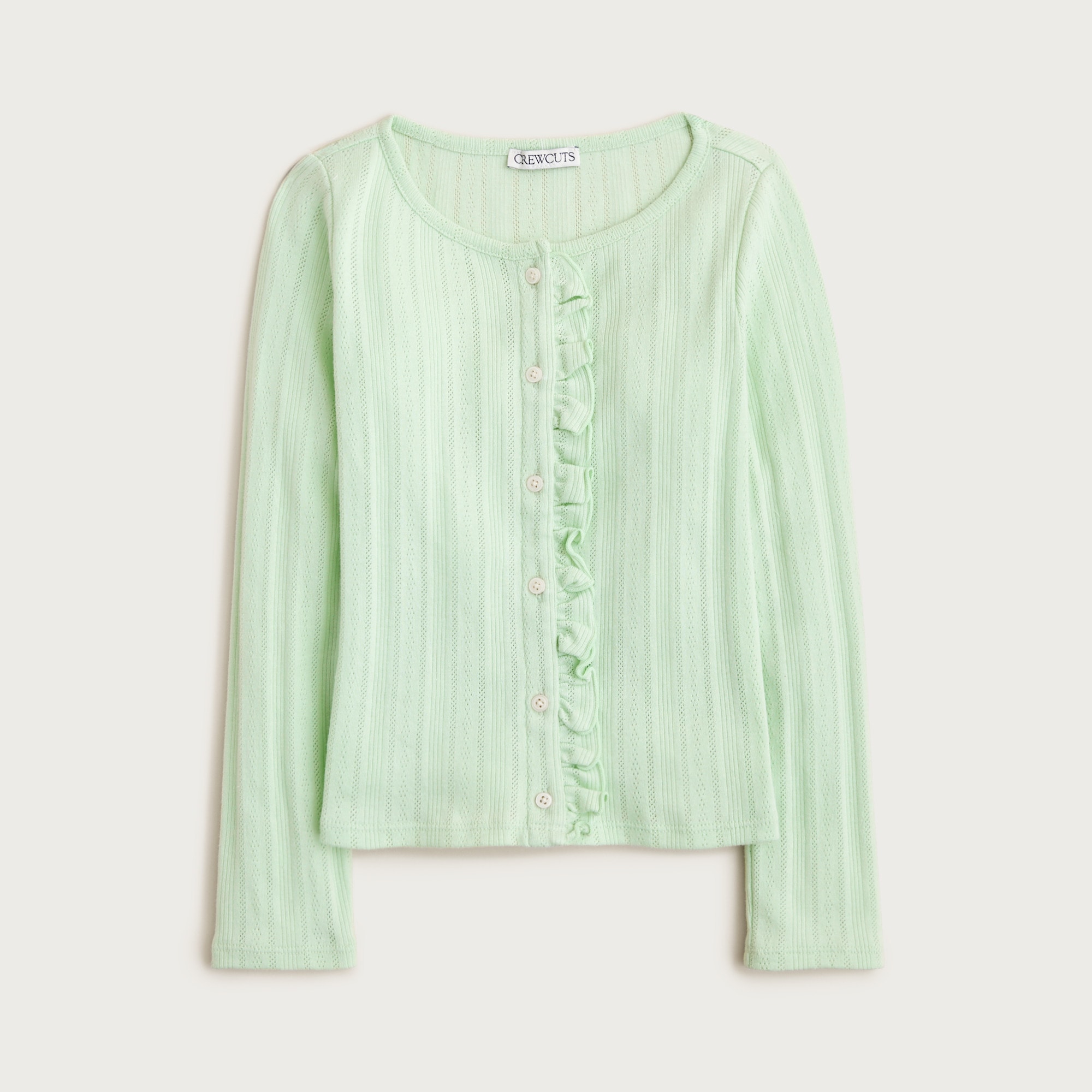 Girls' pointelle-knit cardigan top