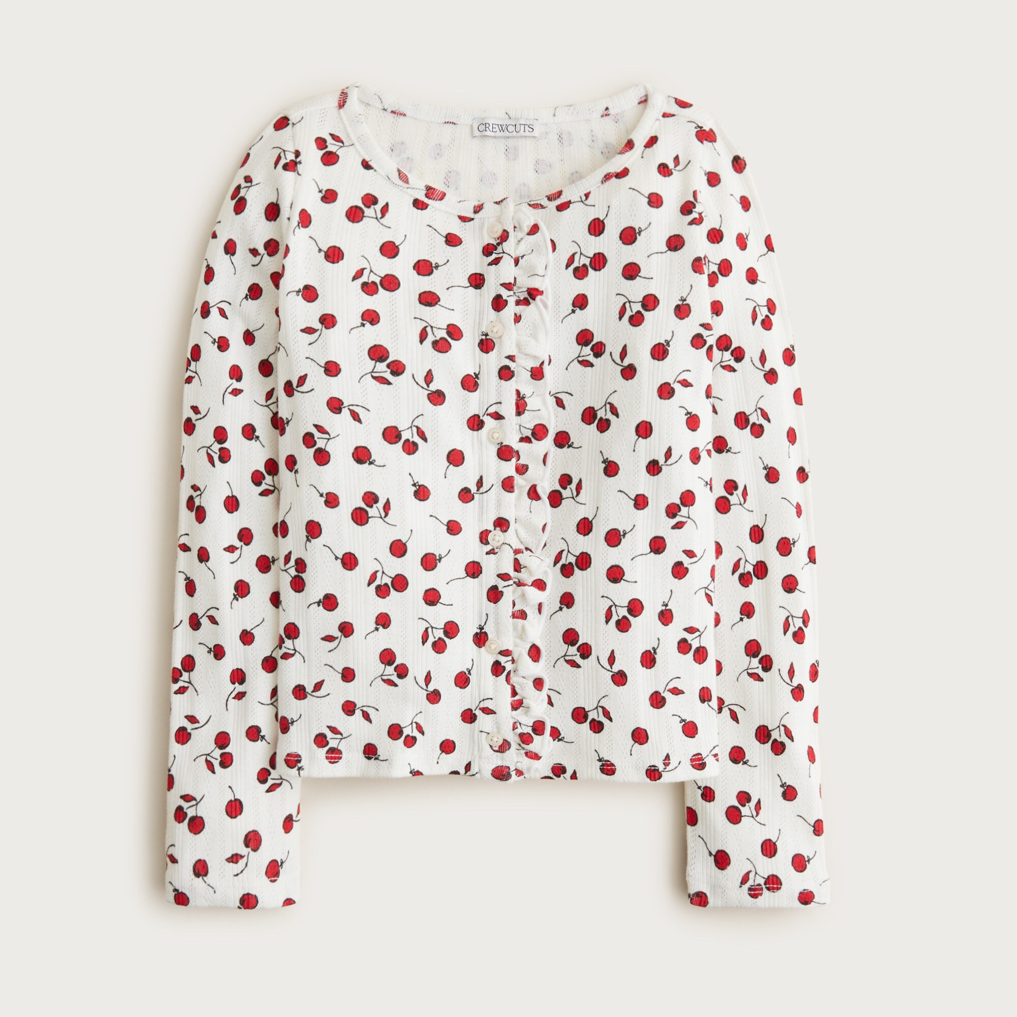  Girls' pointelle-knit cardigan top