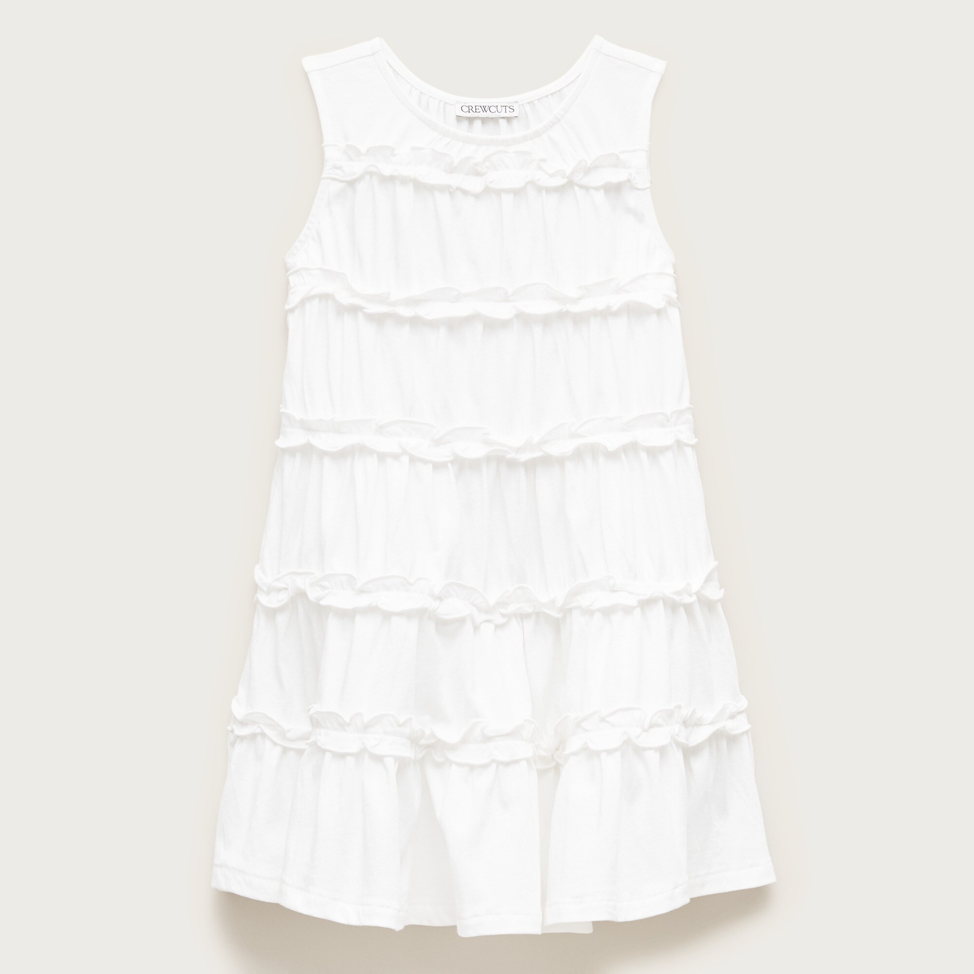 Girls' tiered lettuce-edge dress in broken-in jersey