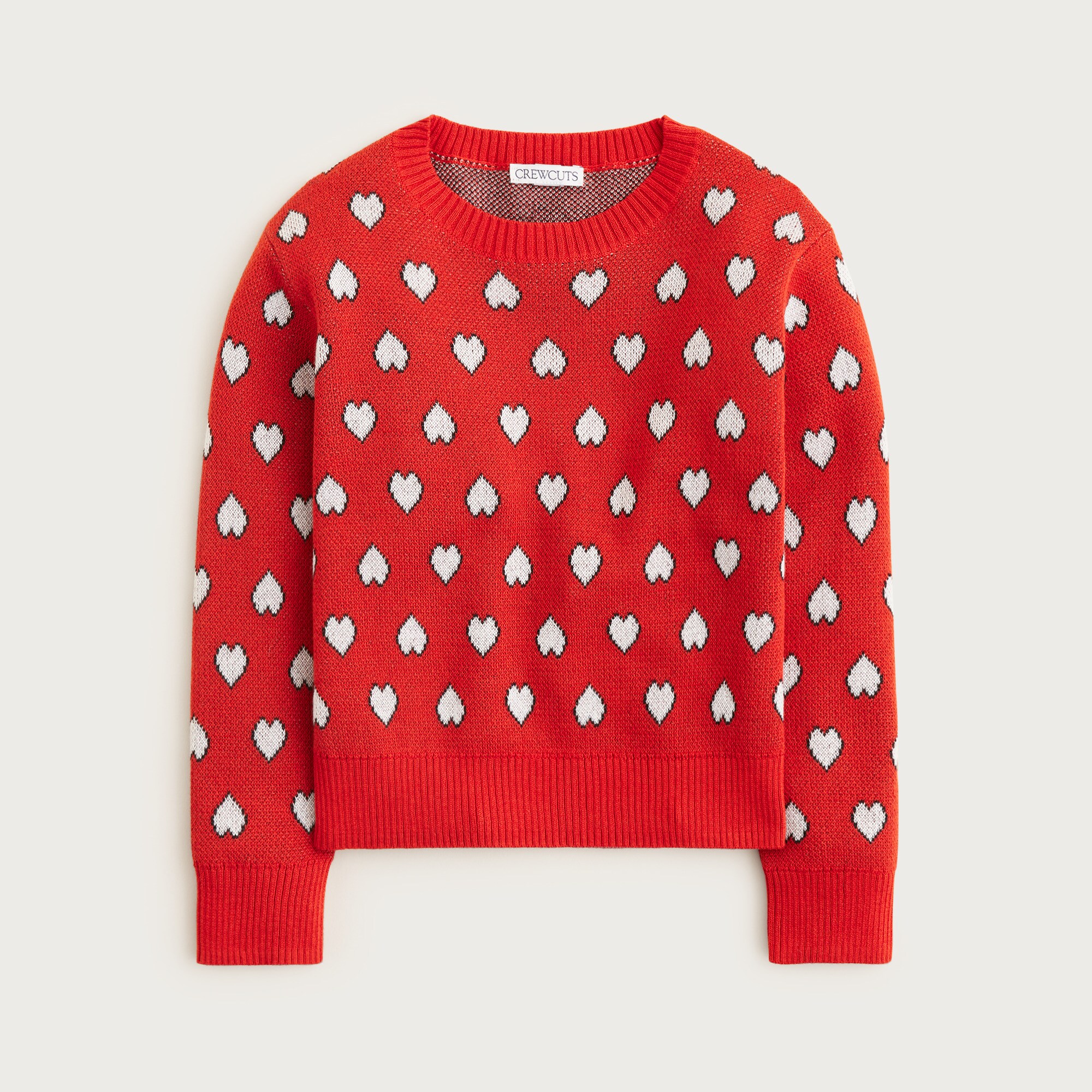 Girls' heart crewneck sweater