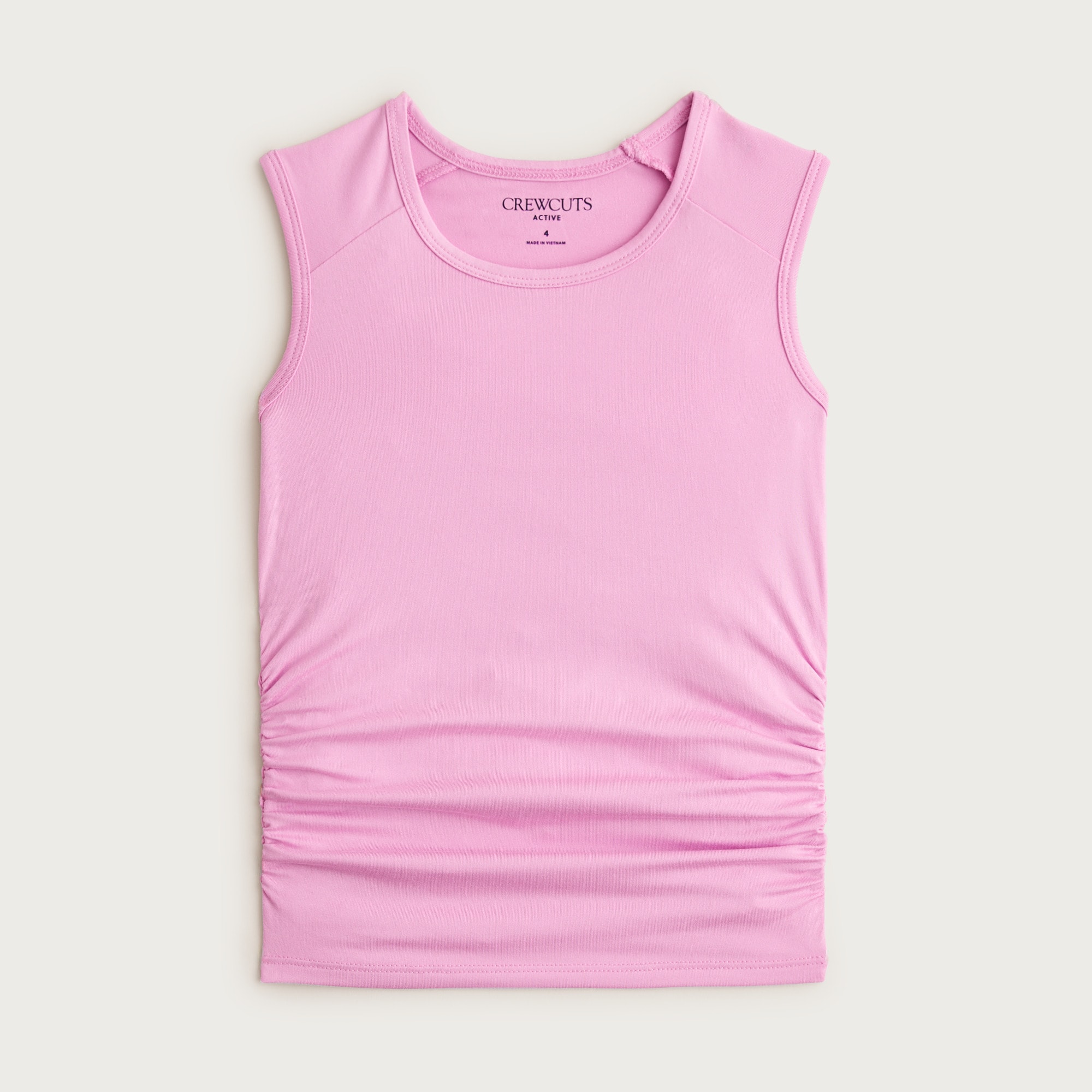 Girls' ruched tank top in performance jersey