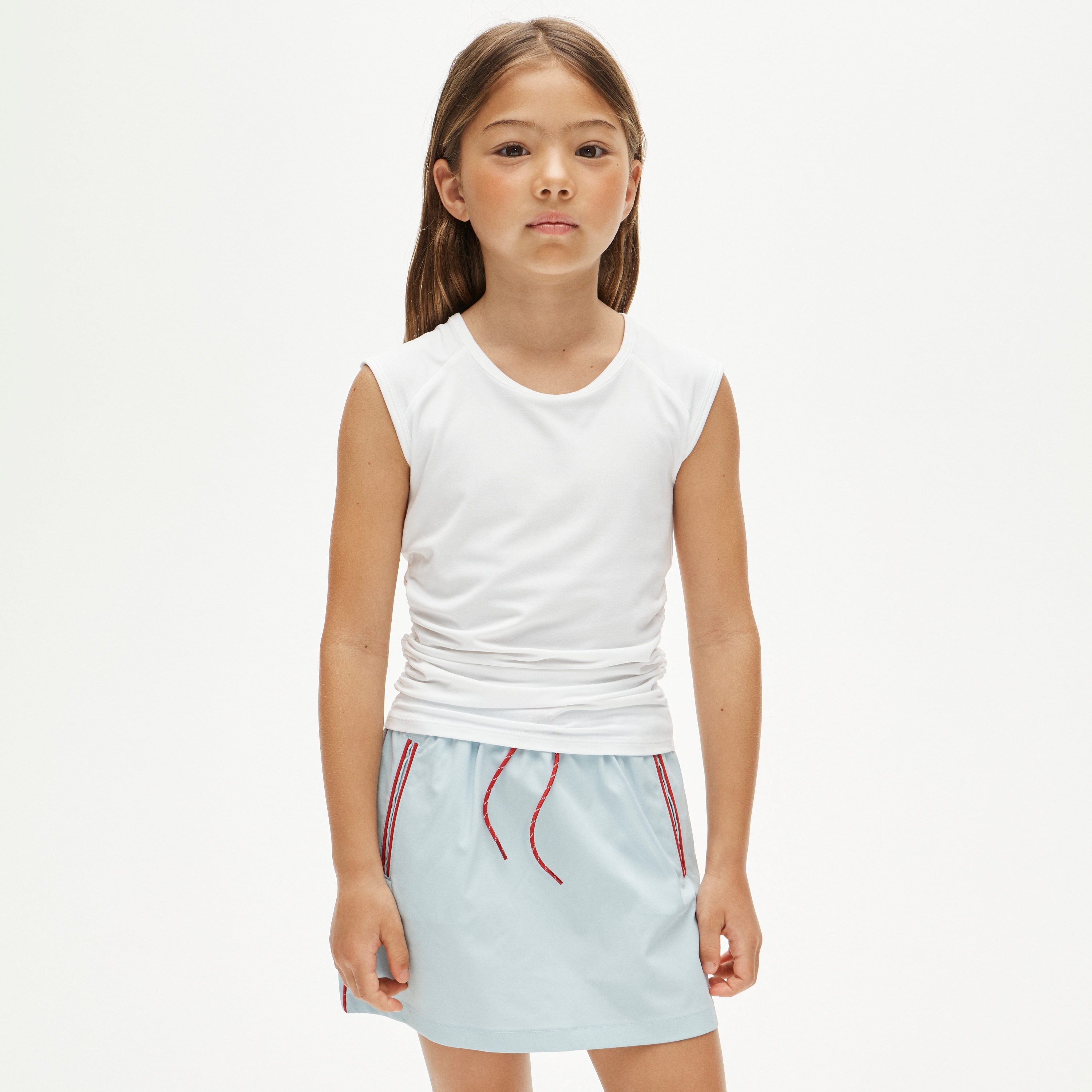 Girls' ruched tank top in performance jersey