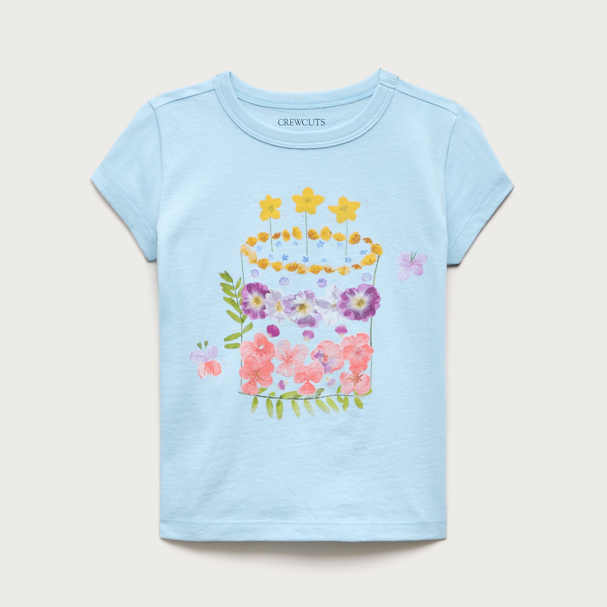 girls Girls' short-sleeve pressed flowers graphic T-shirt