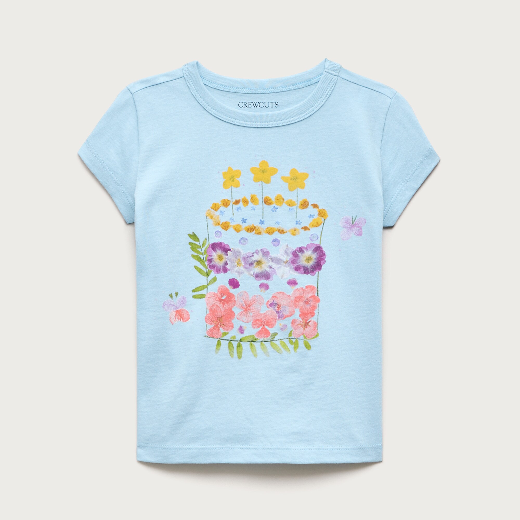 Girls' short-sleeve pressed flowers graphic T-shirt
