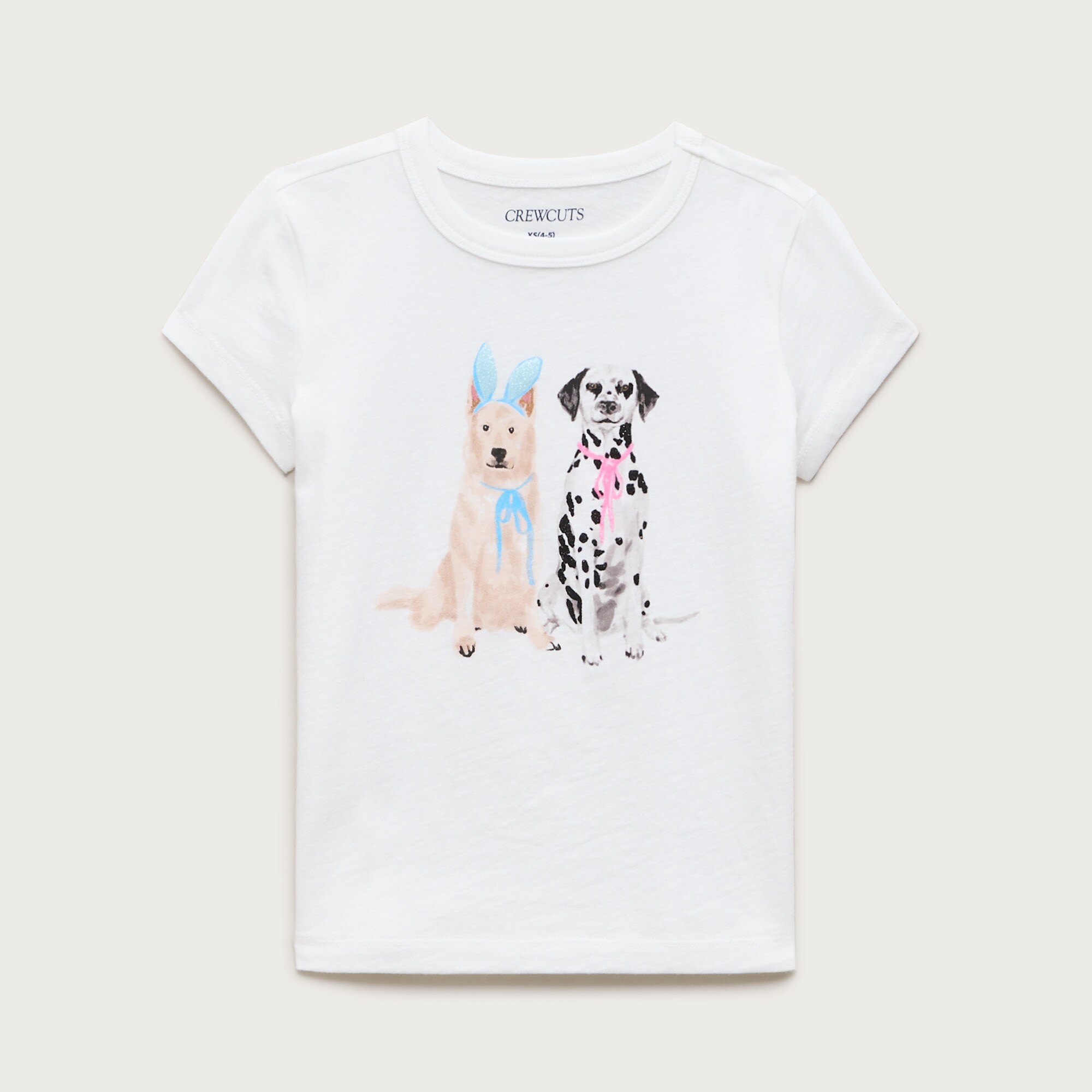 Girls' short-sleeve Easter pup graphic T-shirt with sequins