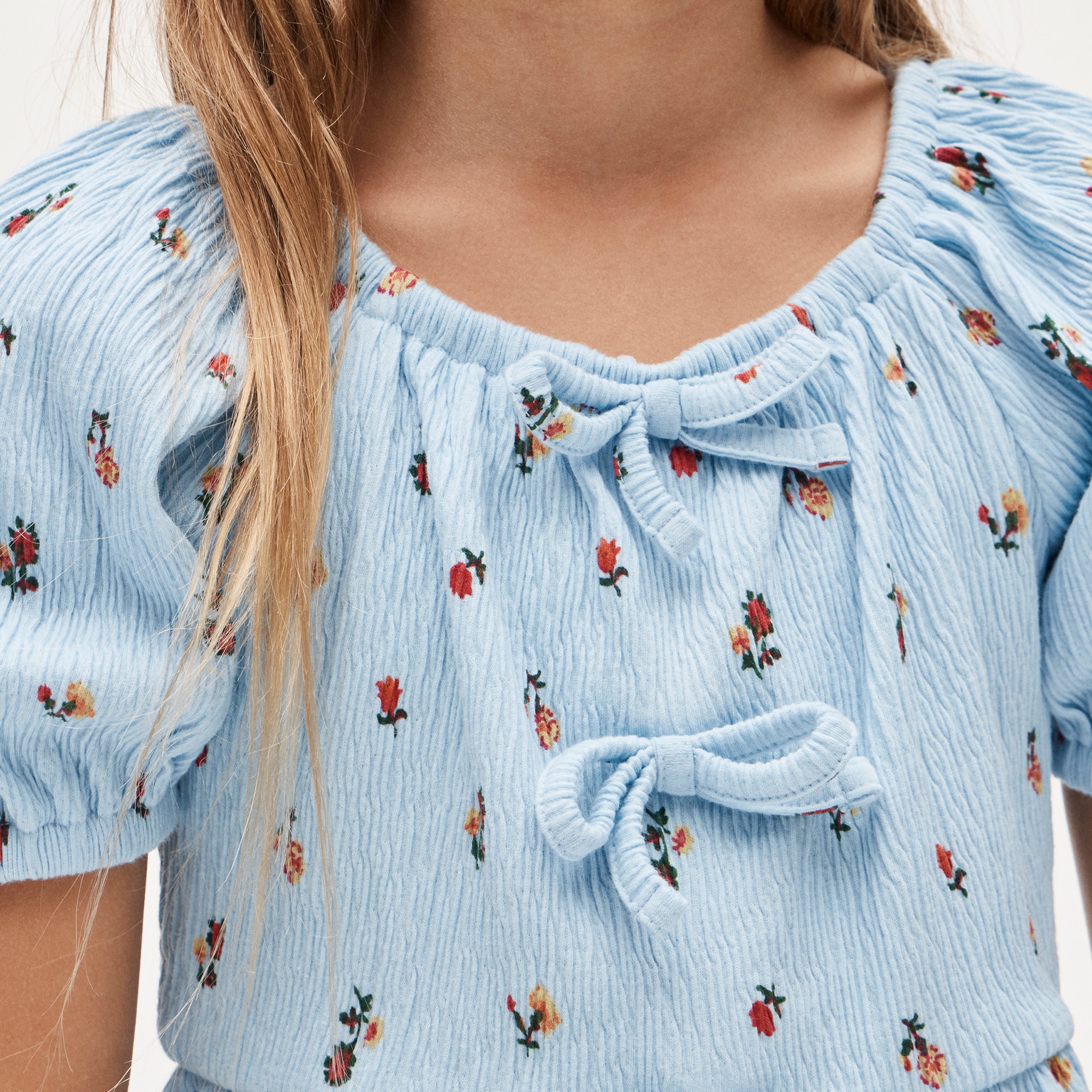 Girls' Puff-sleeve Top In Crinkle Jersey For Girls | J.Crew