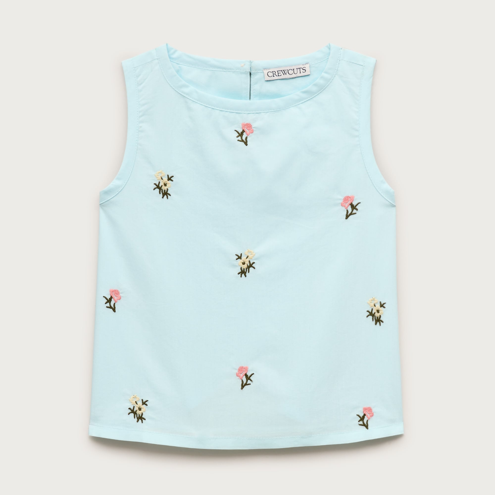 Girls' embroidered cross-back shell top