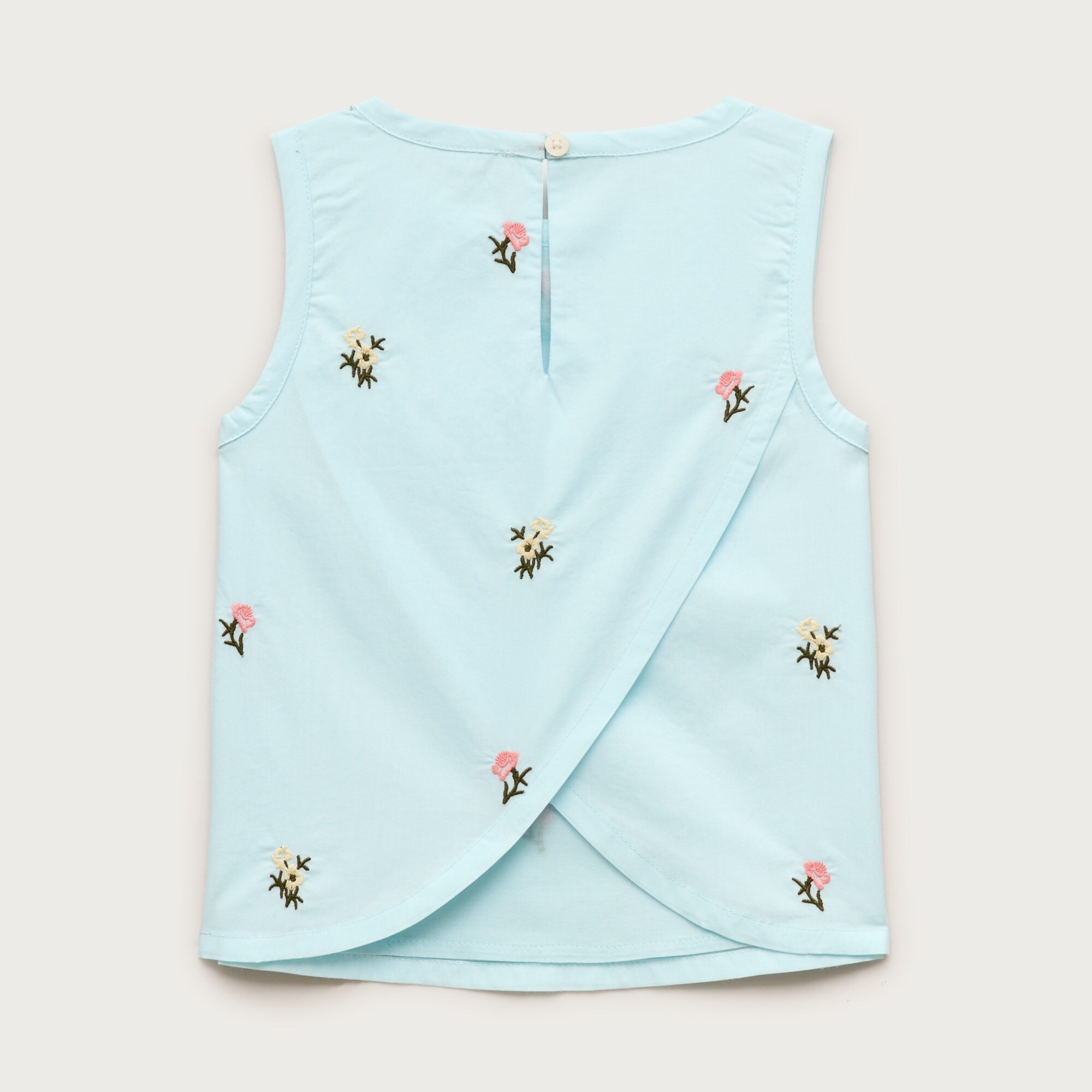 Girls' embroidered cross-back shell top