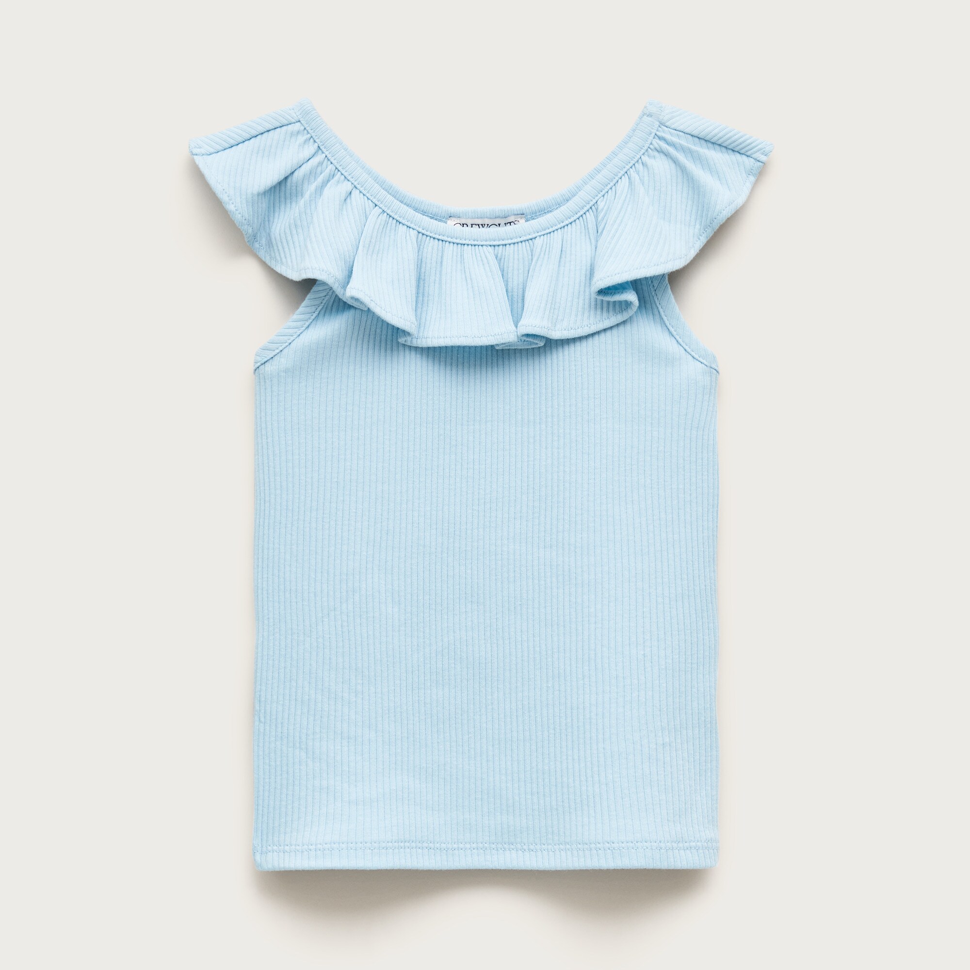 Girls' ruffle-shoulder tank top in vintage rib