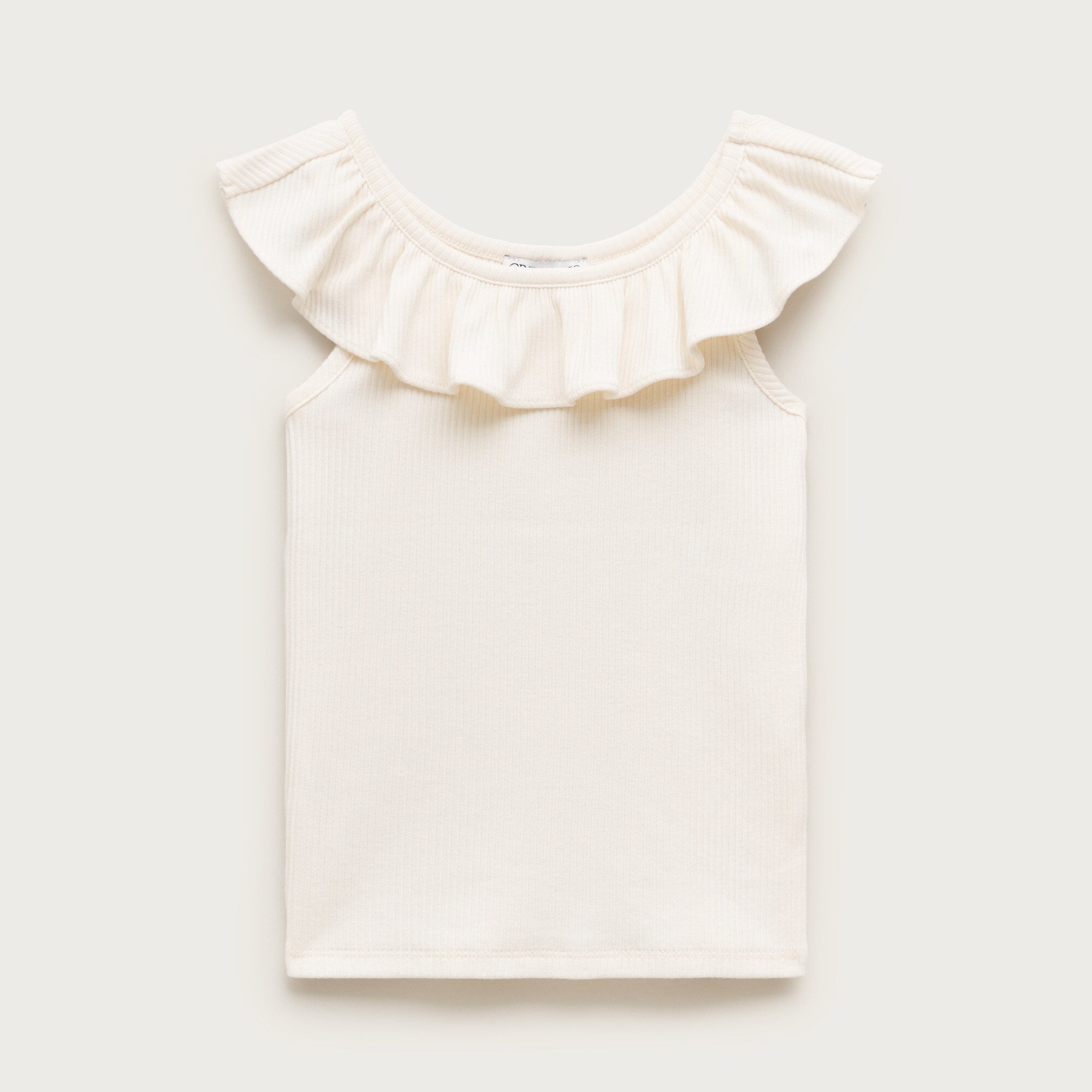  Girls' ruffle-shoulder tank top in vintage rib