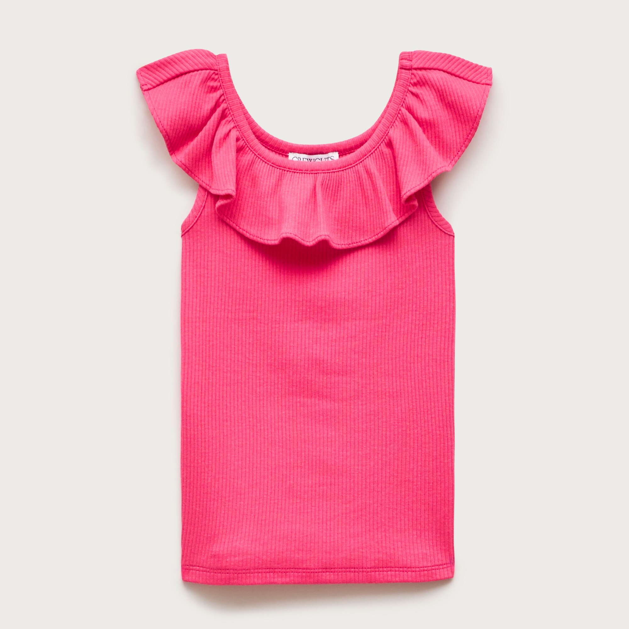  Girls' ruffle-shoulder tank top in vintage rib