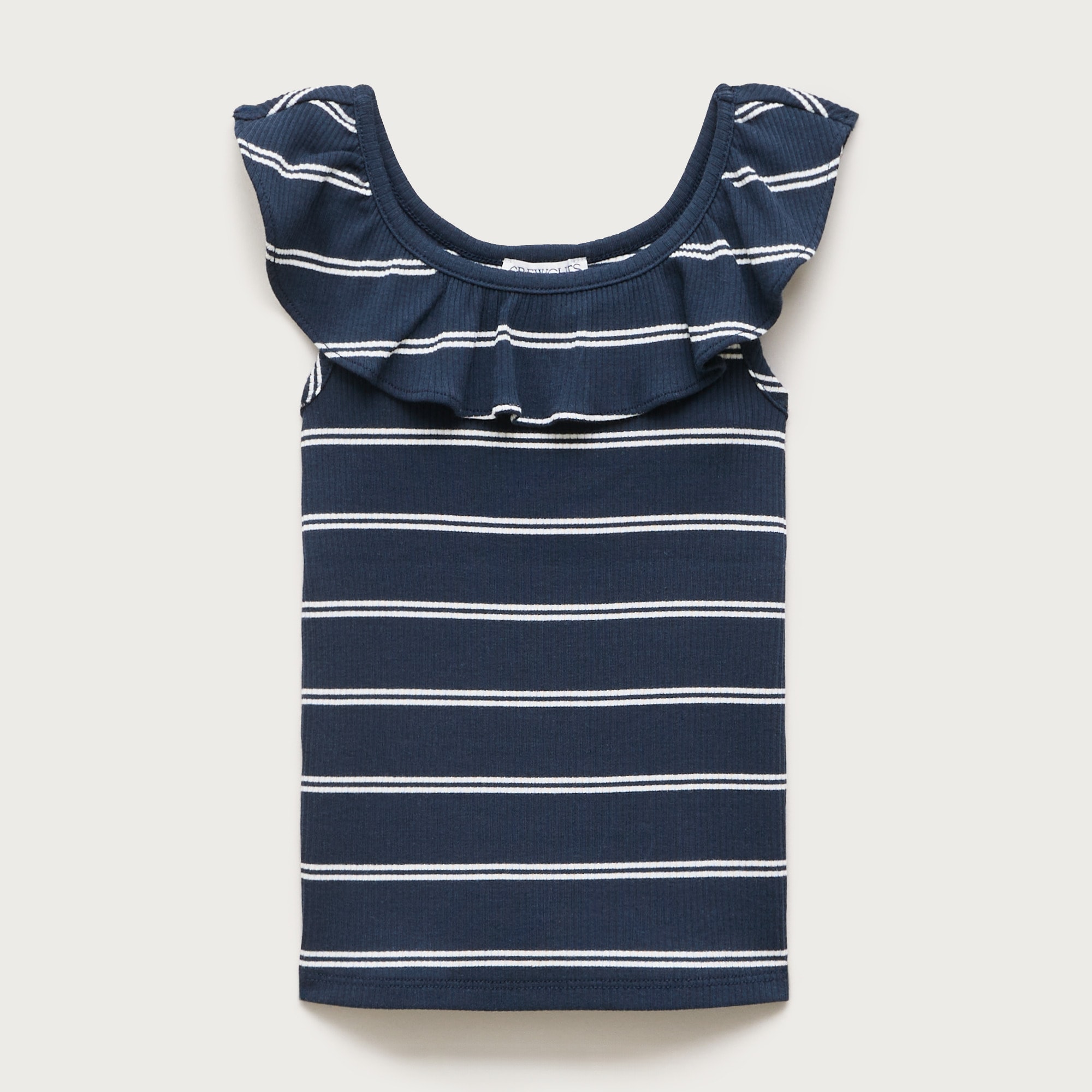  Girls' ruffle-shoulder tank top in vintage rib