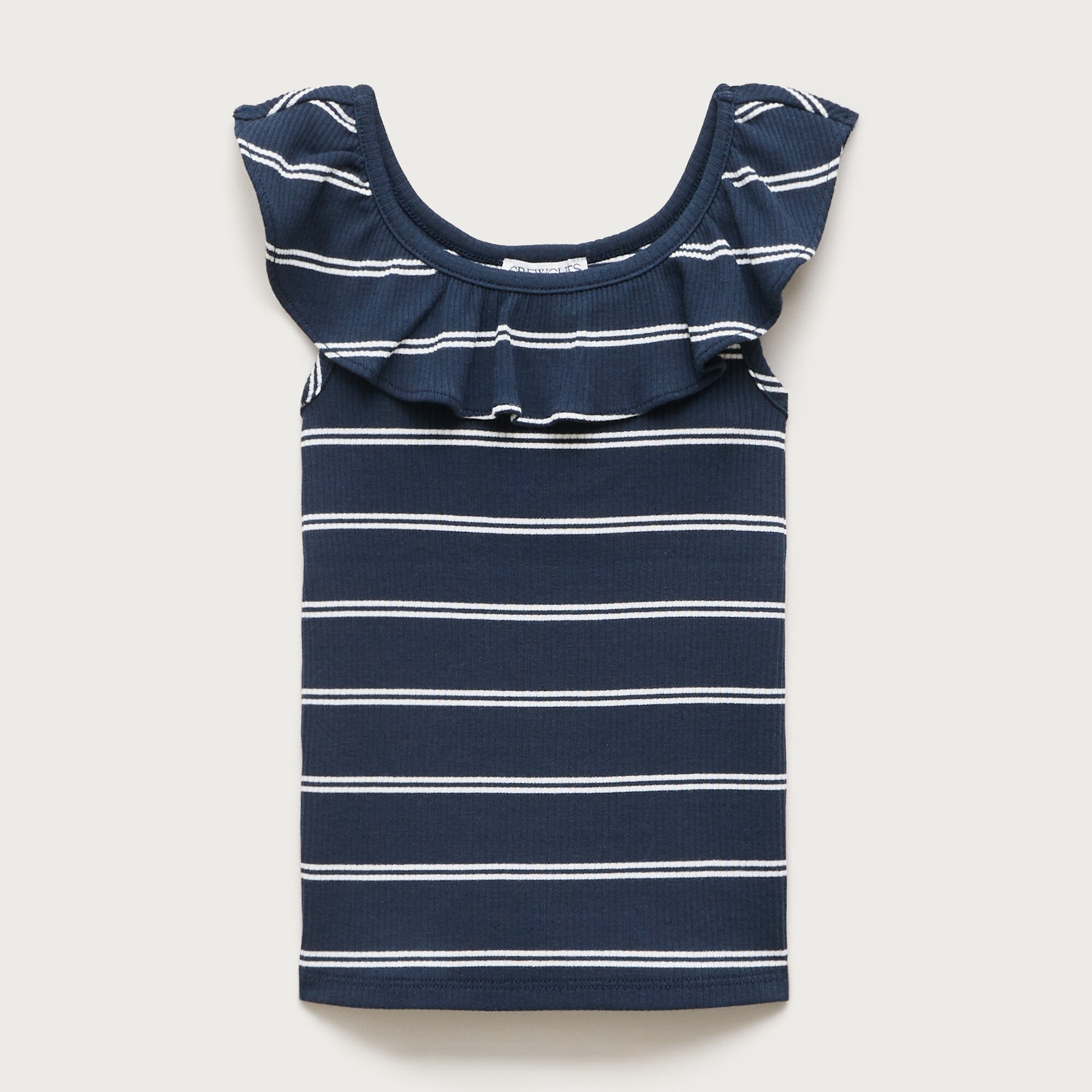 Girls' ruffle-shoulder tank top in vintage rib