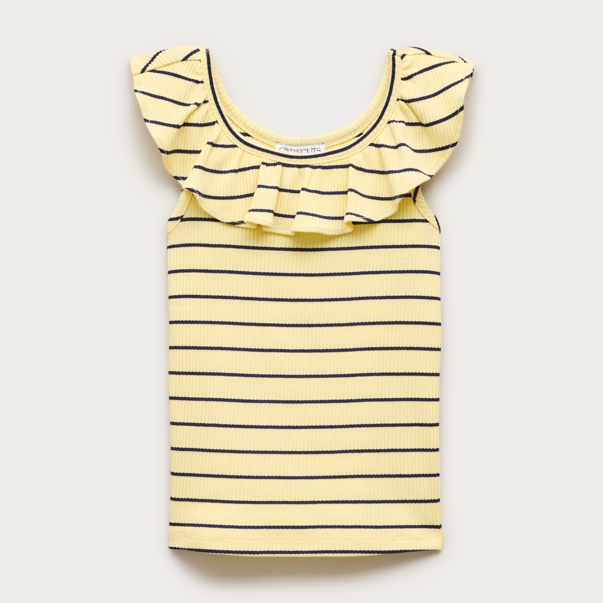  Girls' ruffle-shoulder tank top in vintage rib