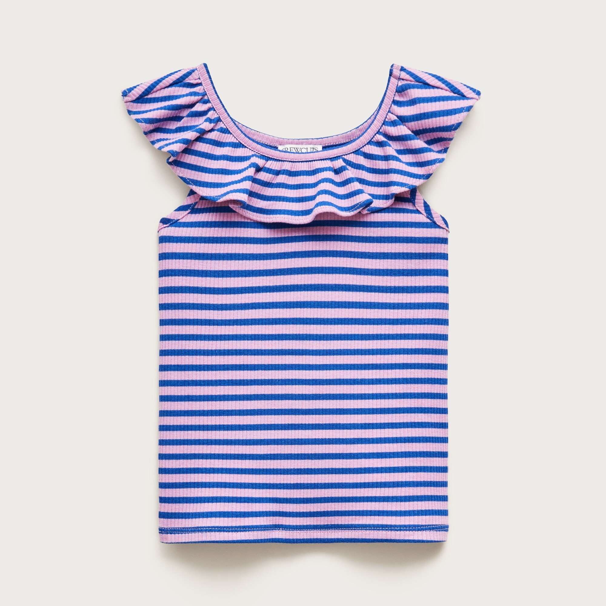  Girls' ruffle-shoulder tank top in vintage rib