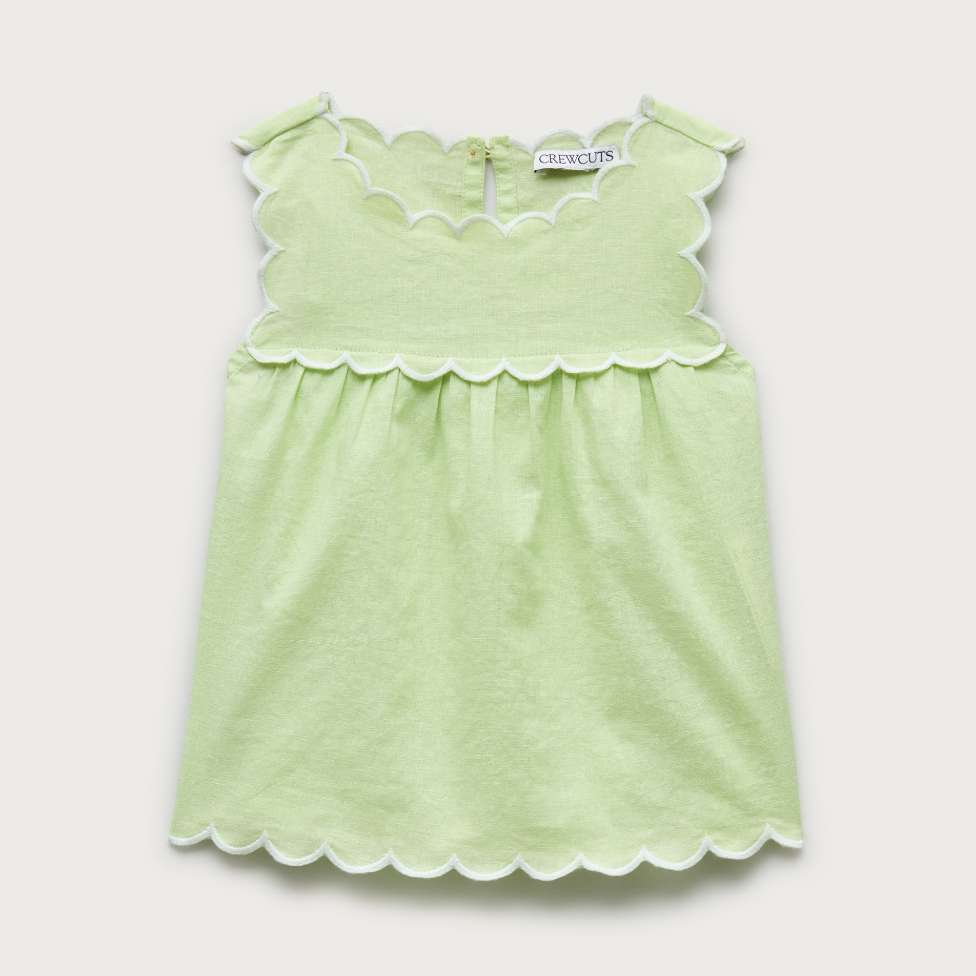 Girls' scallop-trim top in linen blend