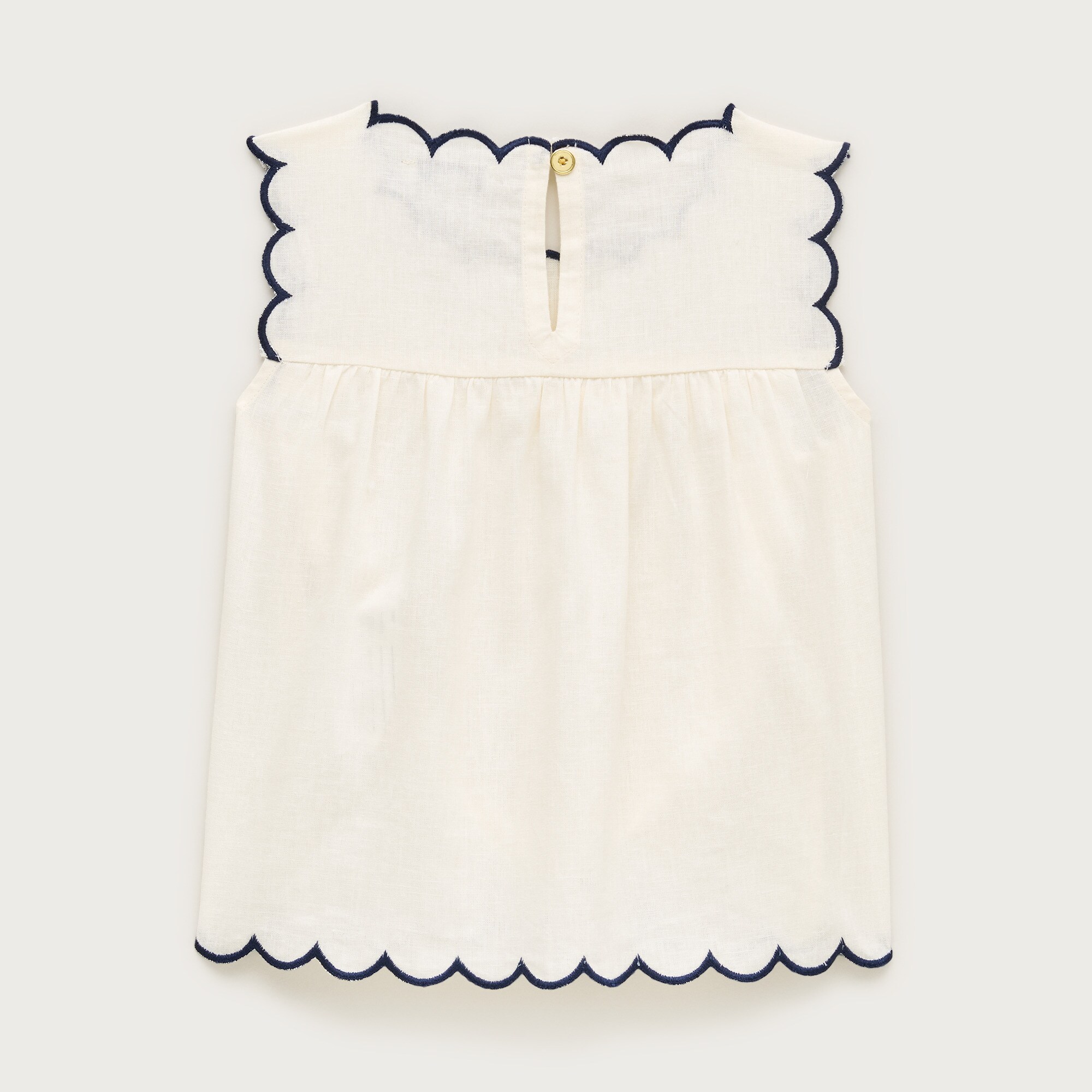 Girls' scallop-trim top in linen blend