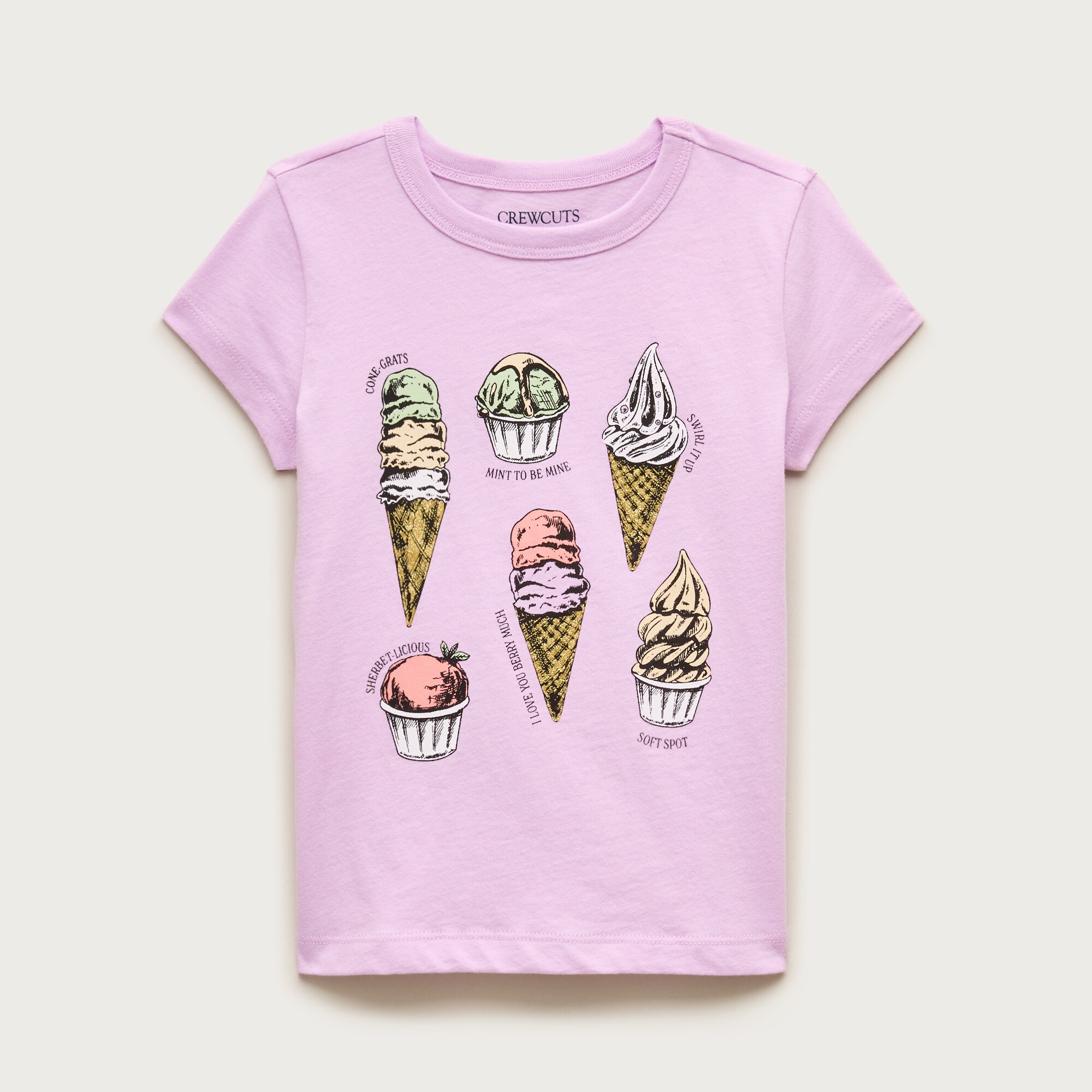 Girls' short-sleeve ice cream graphic T-shirt