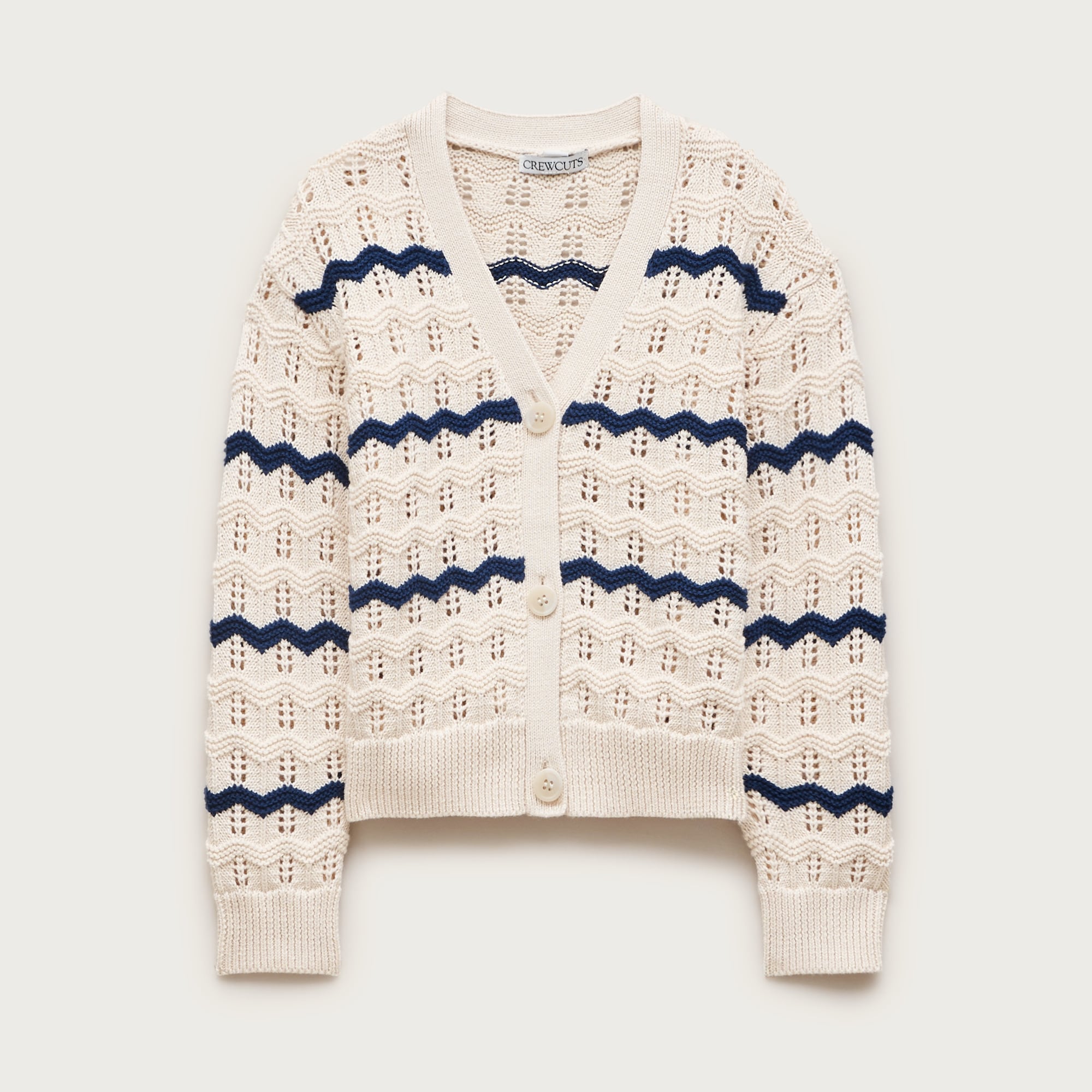 Girls' squiggle cotton cardigan in stripe