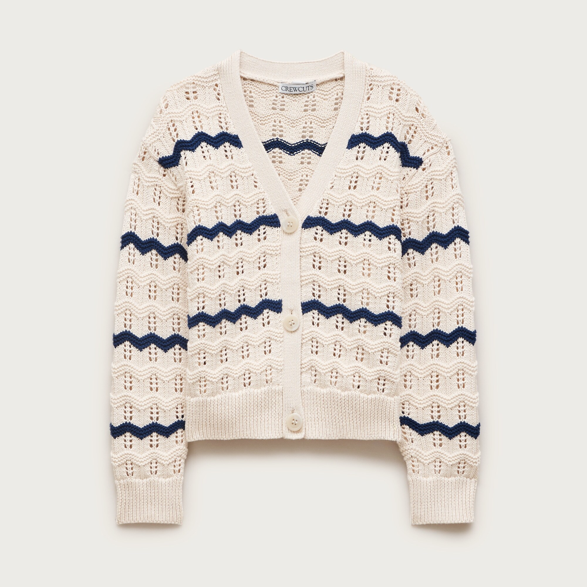  Girls' squiggle cotton cardigan in stripe