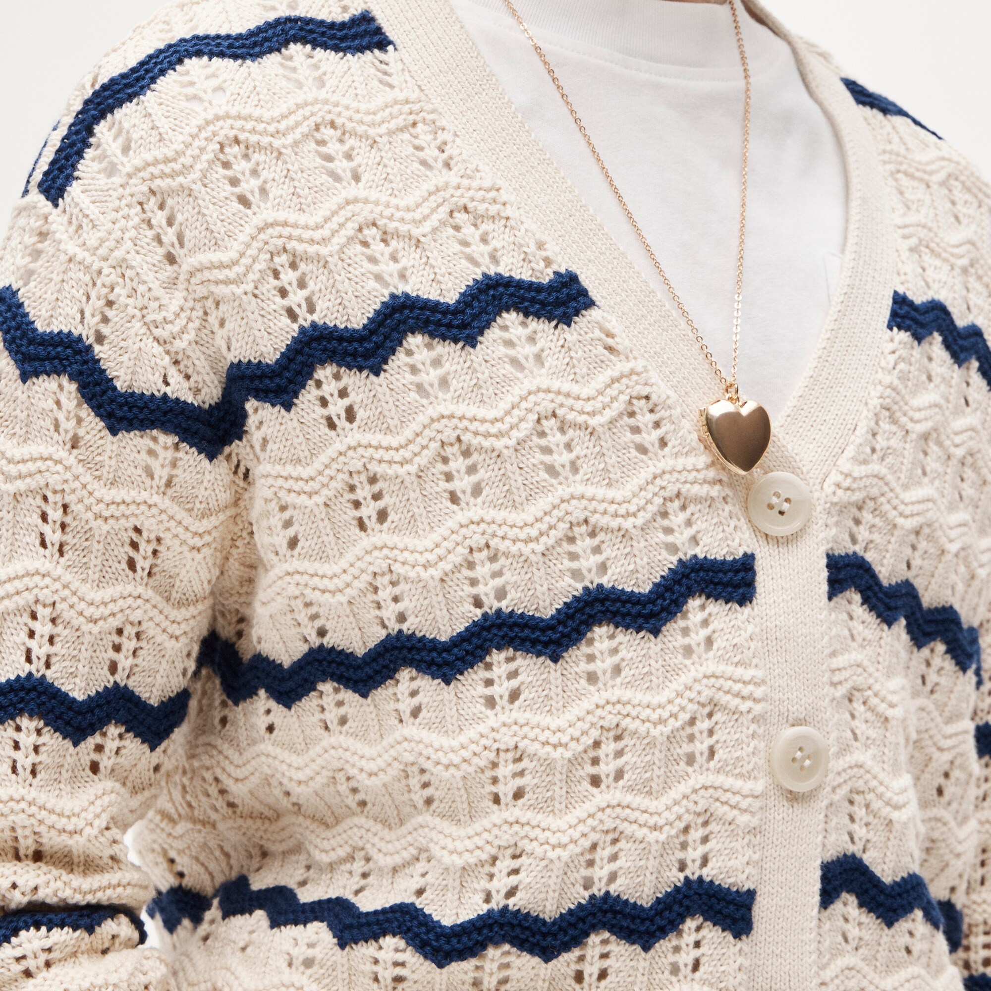 Girls' squiggle cotton cardigan in stripe