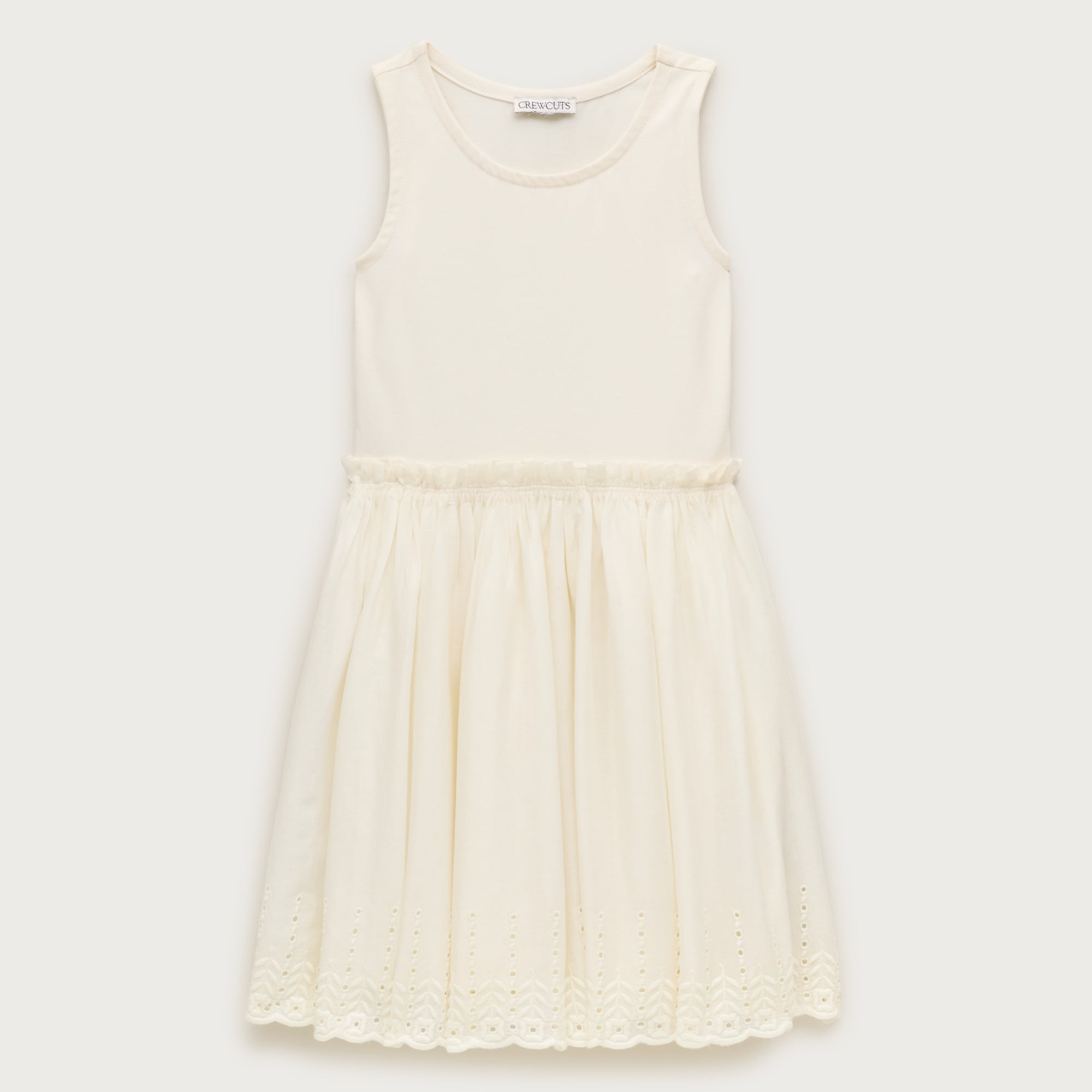 Girls' eyelet-trim mixy dress