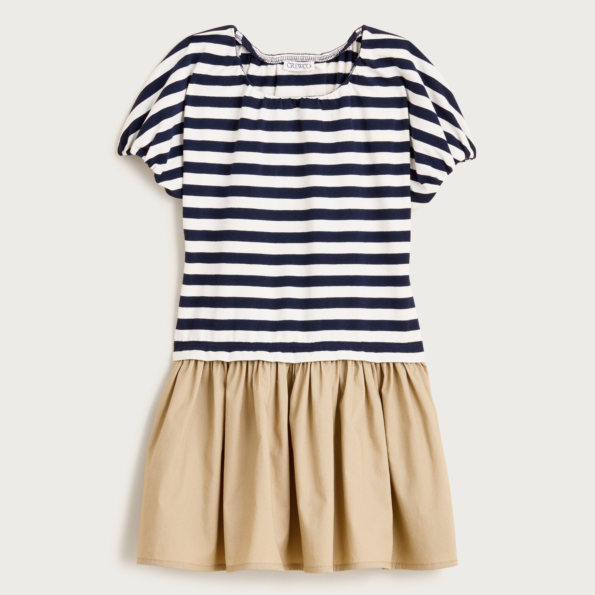  Girls' bubble-sleeve mixy dress in stripe