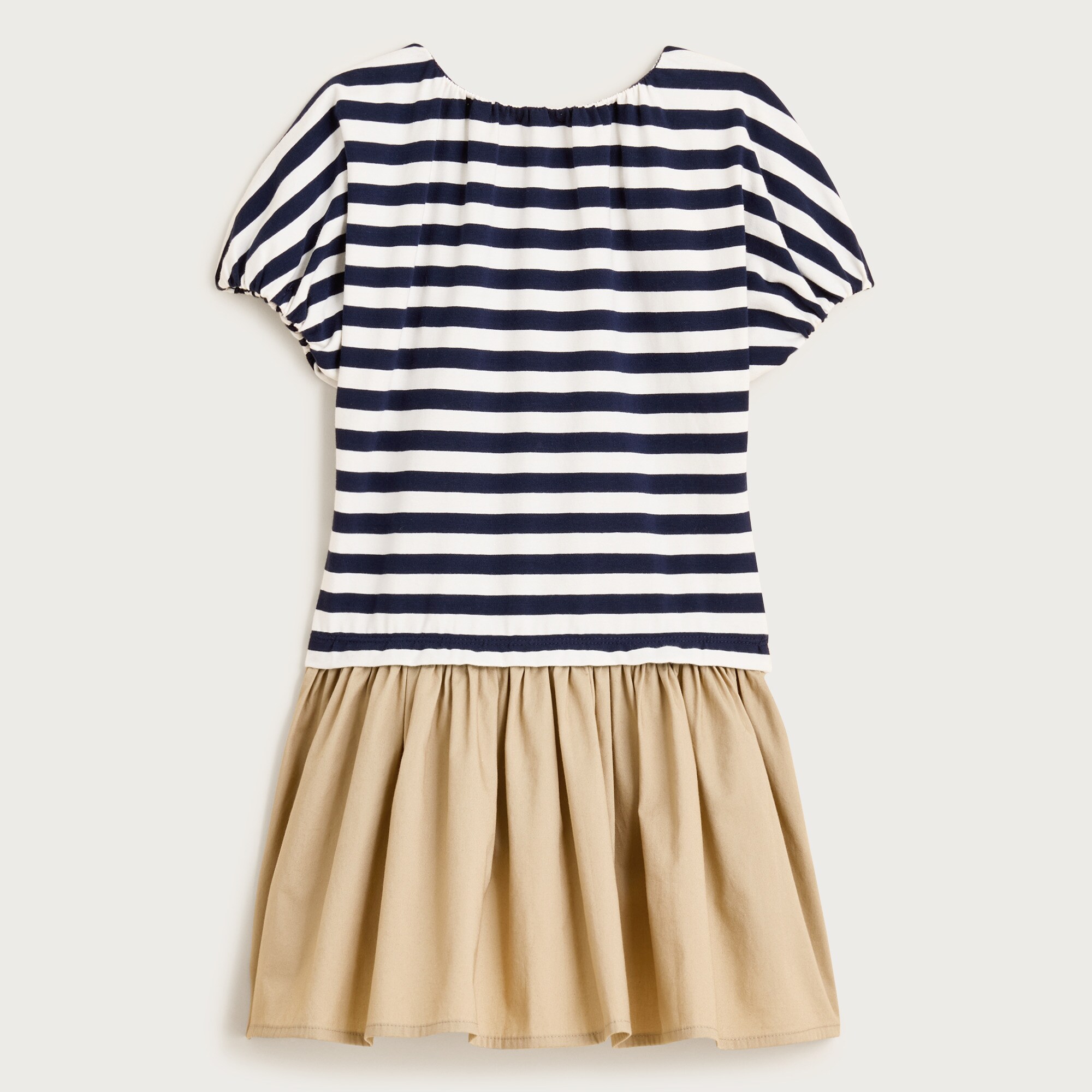 Girls' bubble-sleeve mixy dress in stripe