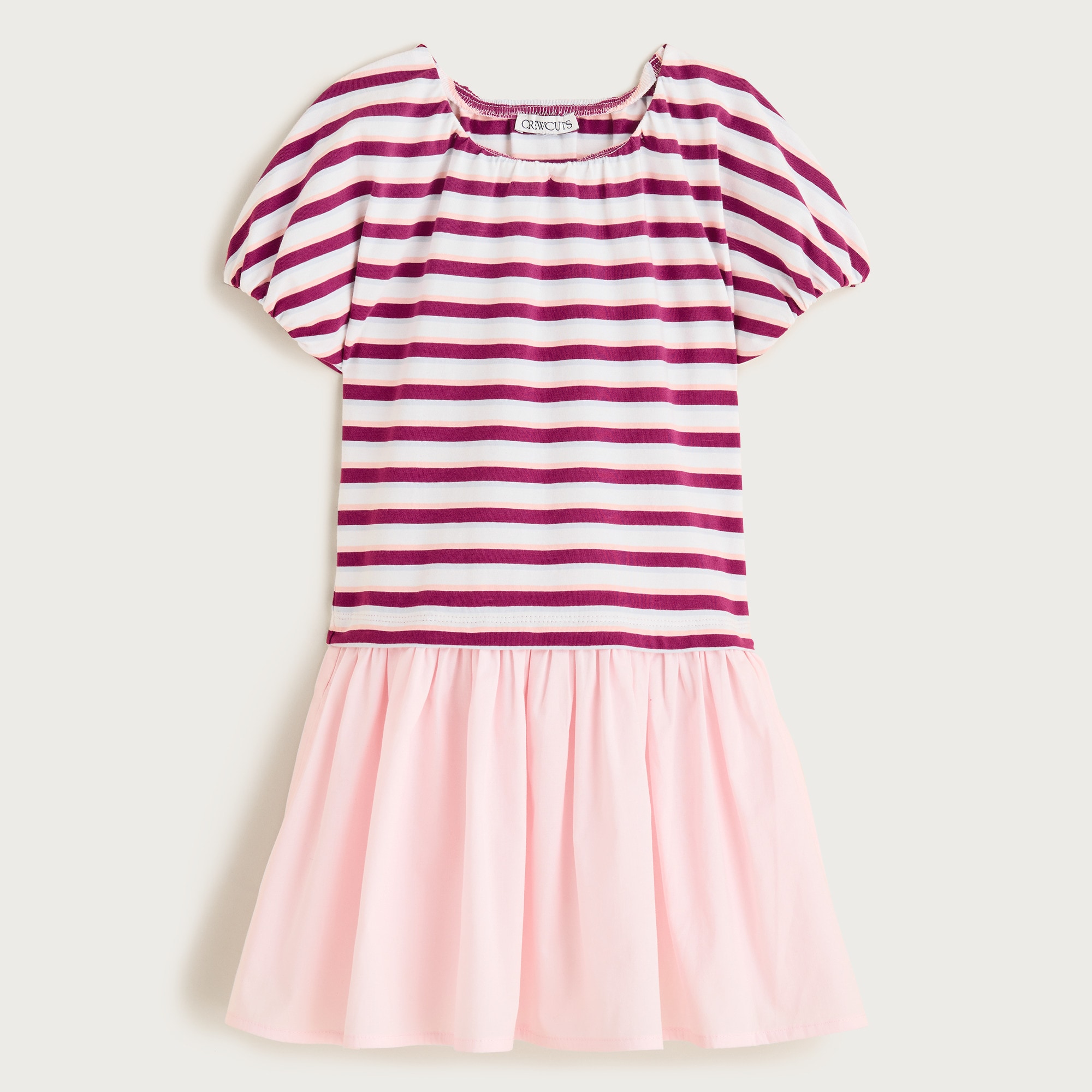 girls Girls' bubble-sleeve mixy dress in stripe