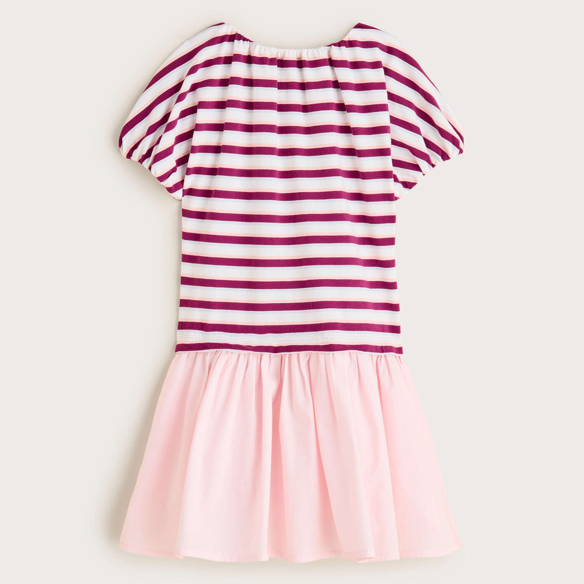 Girls' bubble-sleeve mixy dress in stripe
