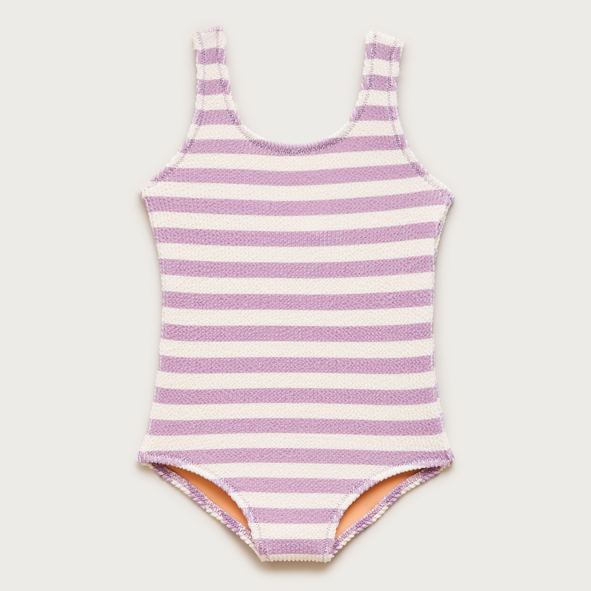 Girls' scrunchie scoopneck one-piece swimsuit in stripe