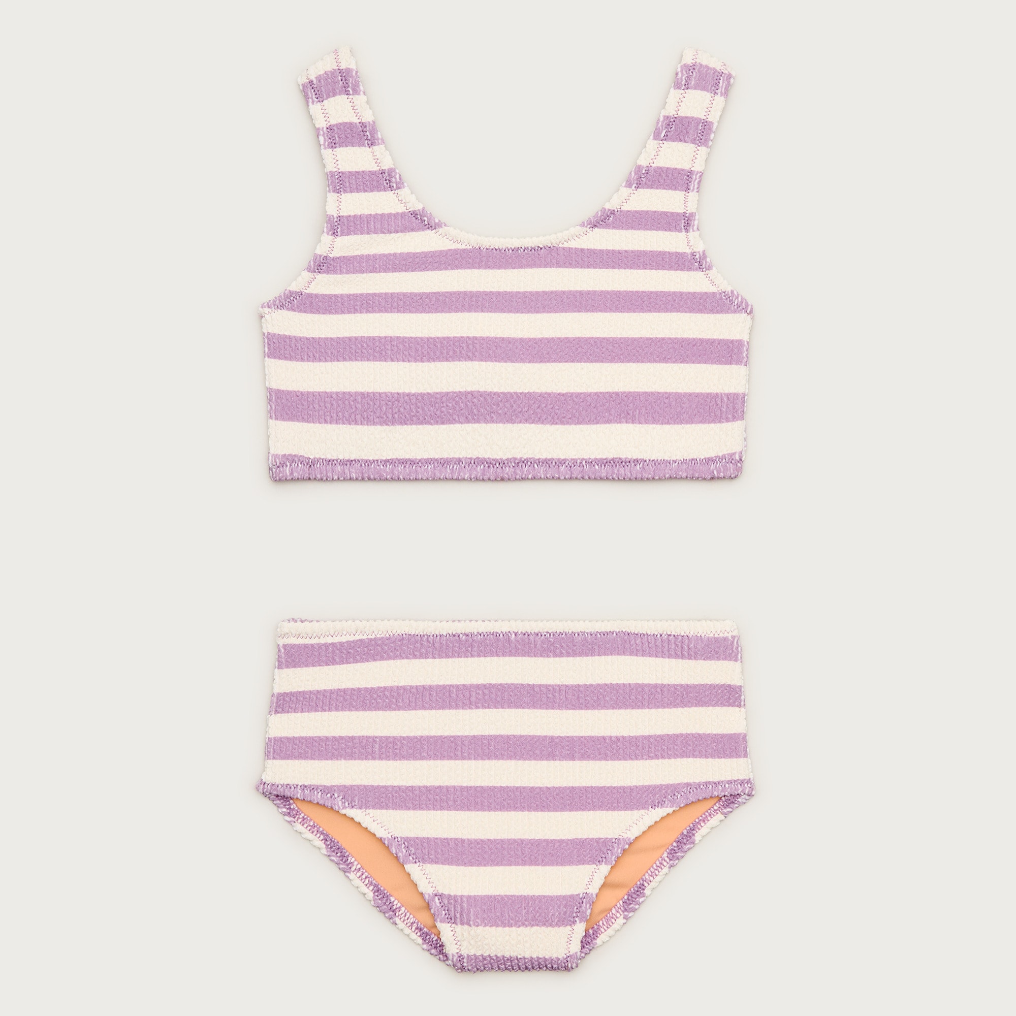 Girls' scrunchie scoopneck two-piece swimsuit in stripe