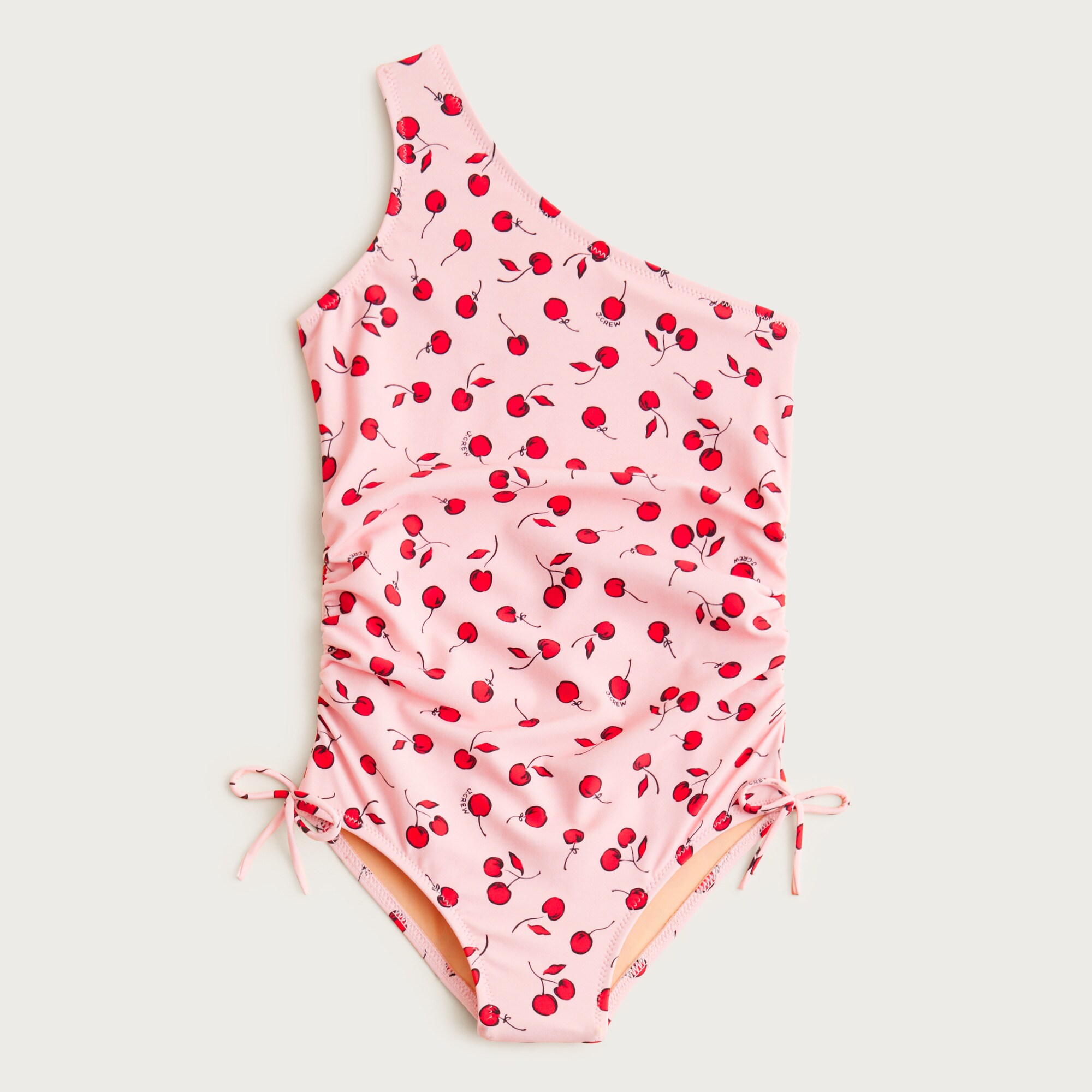 Girls' ruched one-shoulder one-piece swimsuit
