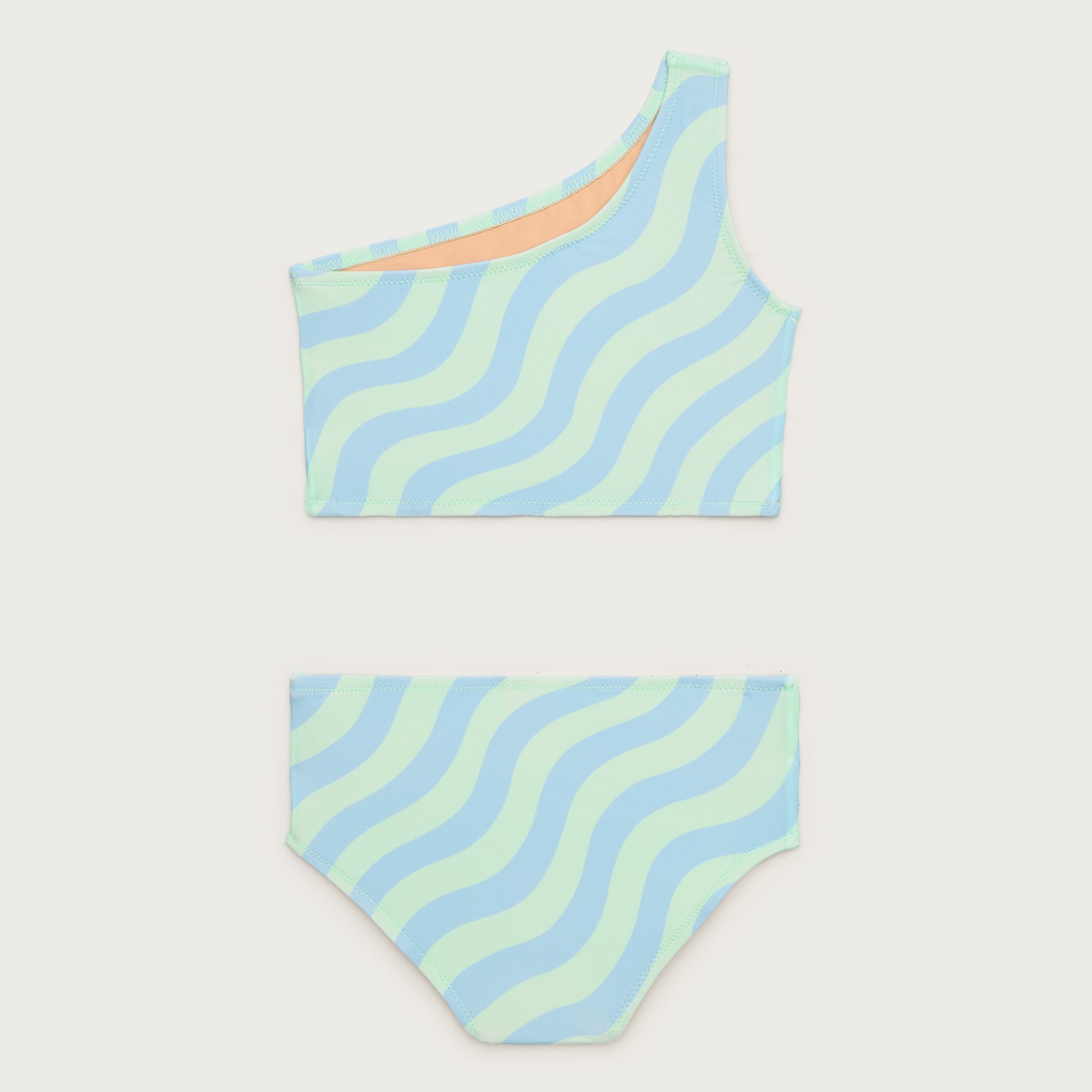 Girls' ruched one-shoulder two-piece swimsuit