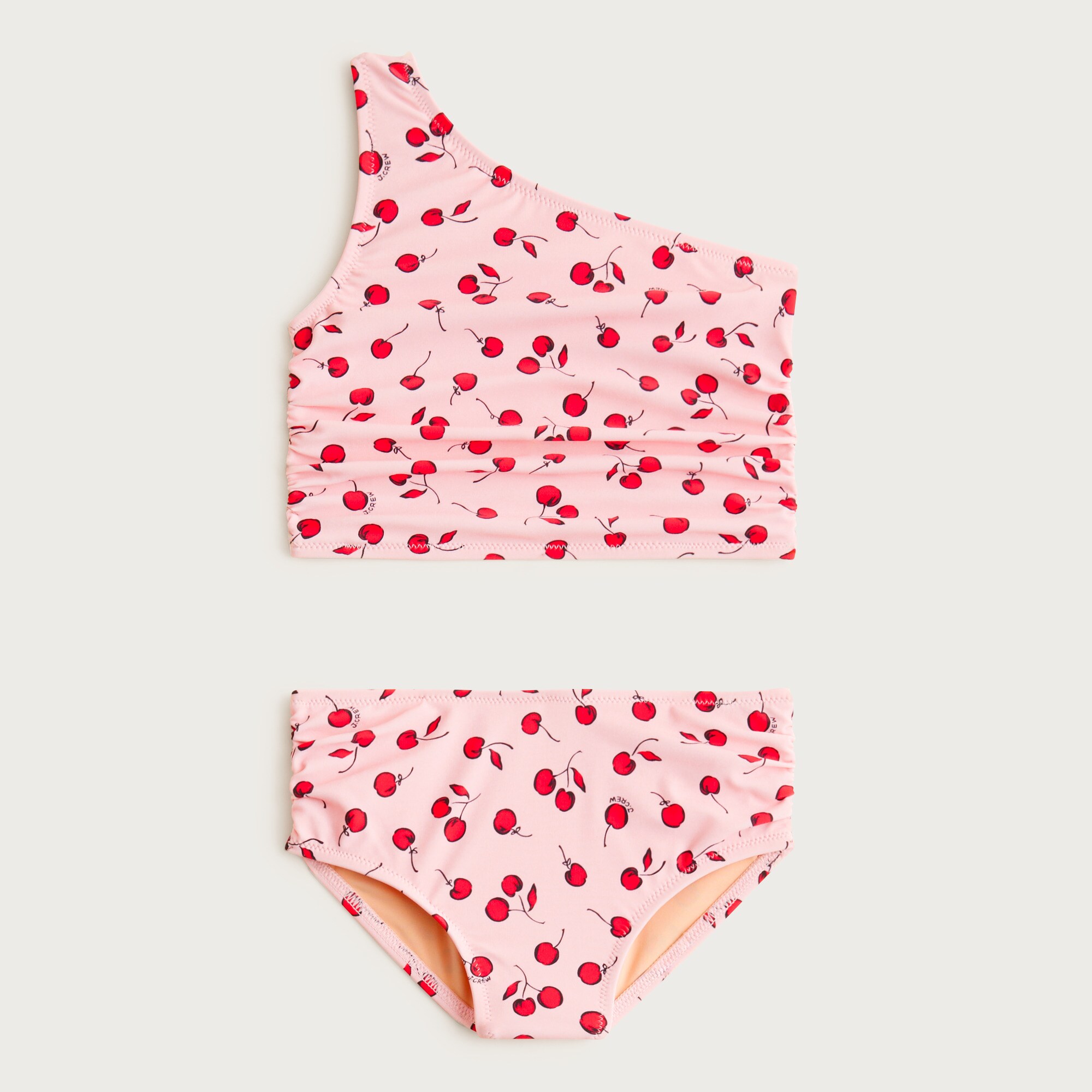 girls Girls' ruched one-shoulder two-piece swimsuit